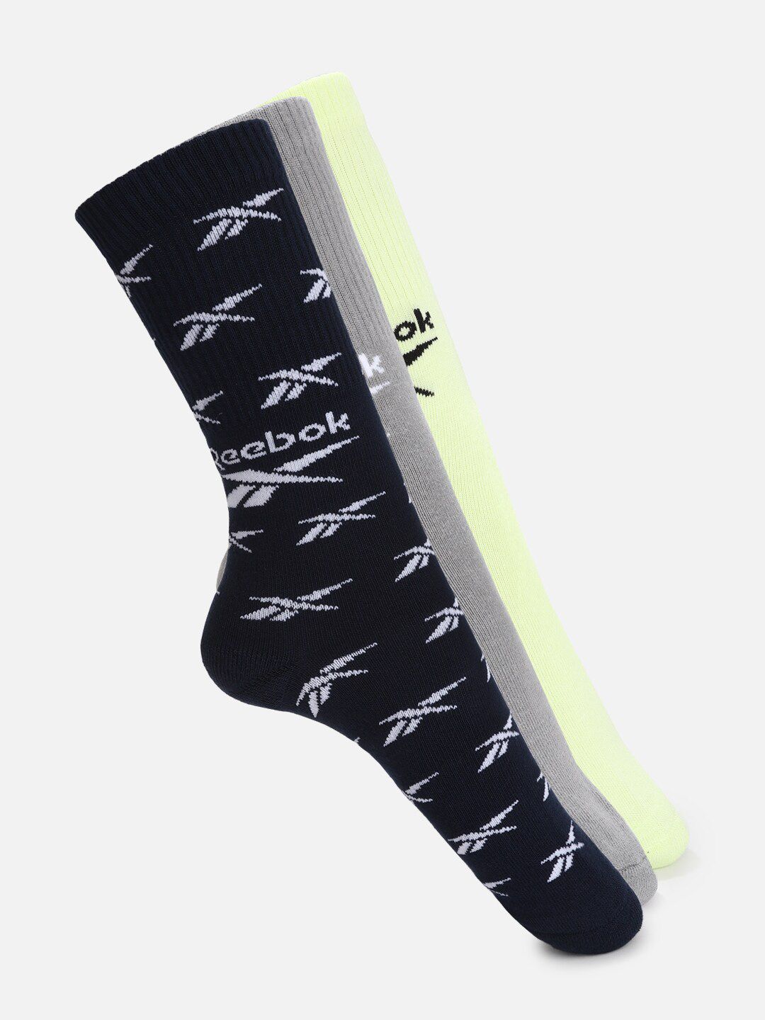 Reebok Men Pack Of 3 Patterned Cl Crew Calf-Length Socks