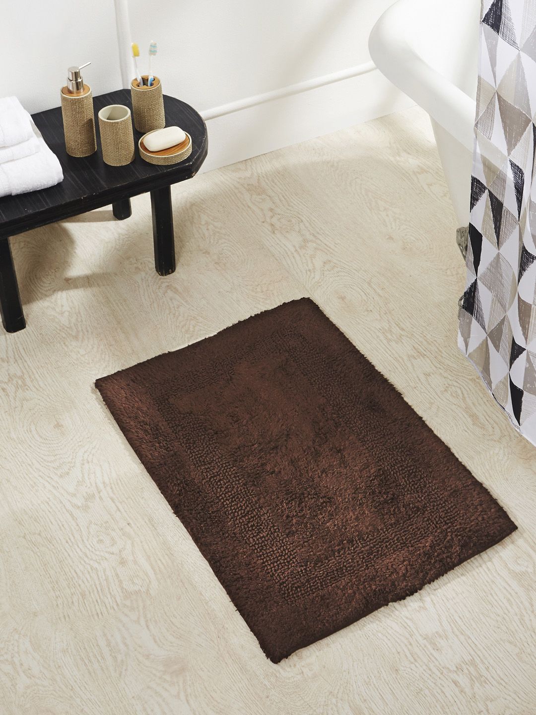 Obsessions Brown Rectangular Bath Mat Price in India