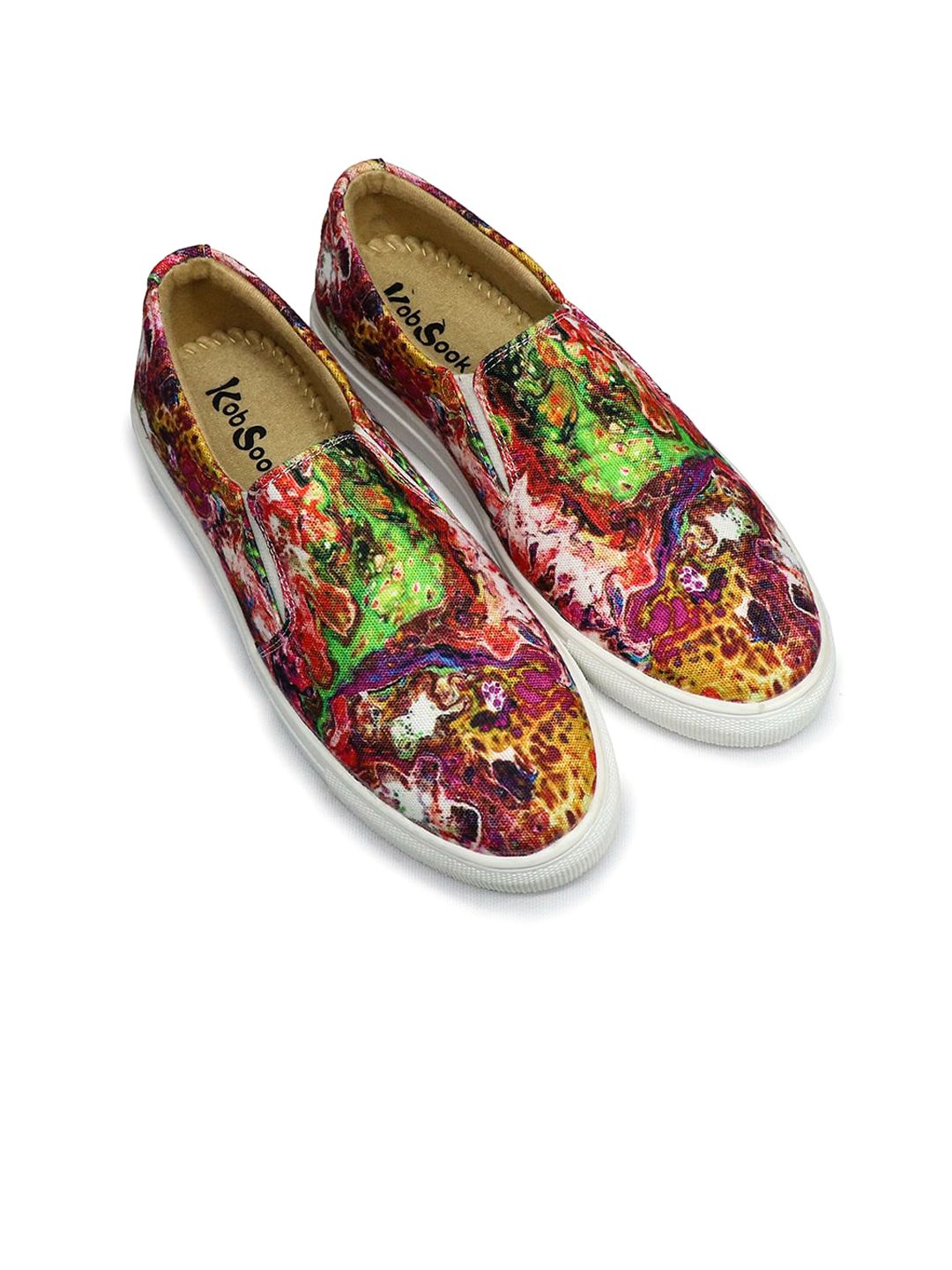 KobSook Women Printed Lightweight Canvas Slip-On Sneakers