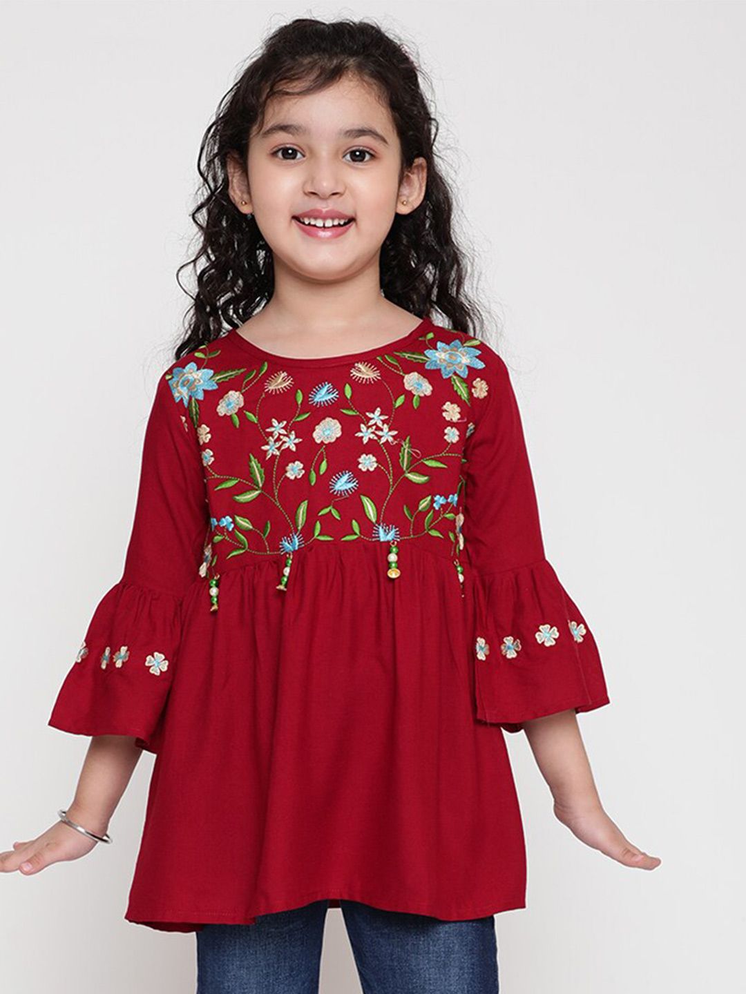 BAESD Maroon Embroidered Top Price in India