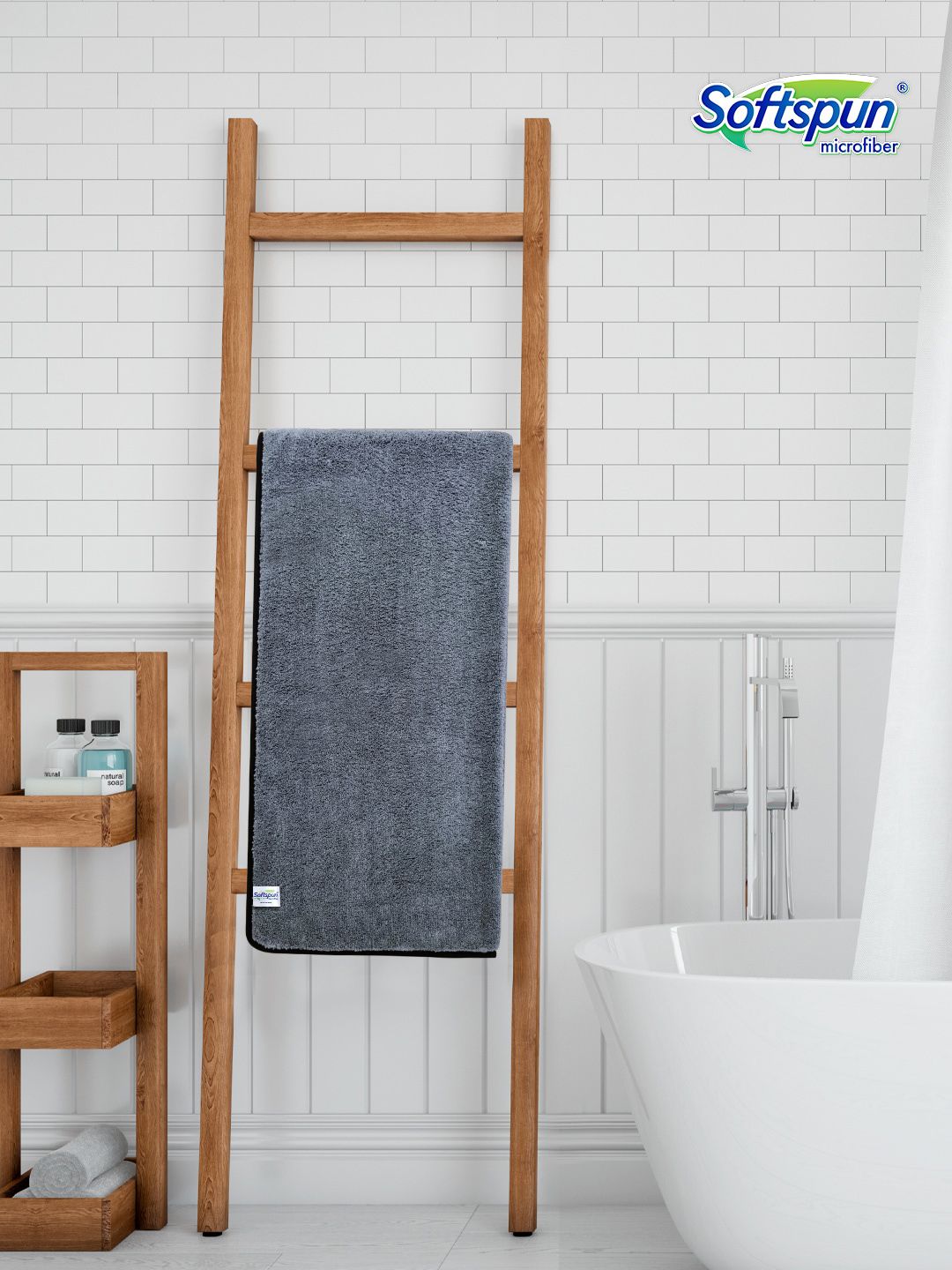 Softspun Microfiber Grey 300 GSM Anti-Bacterial Bath Towels