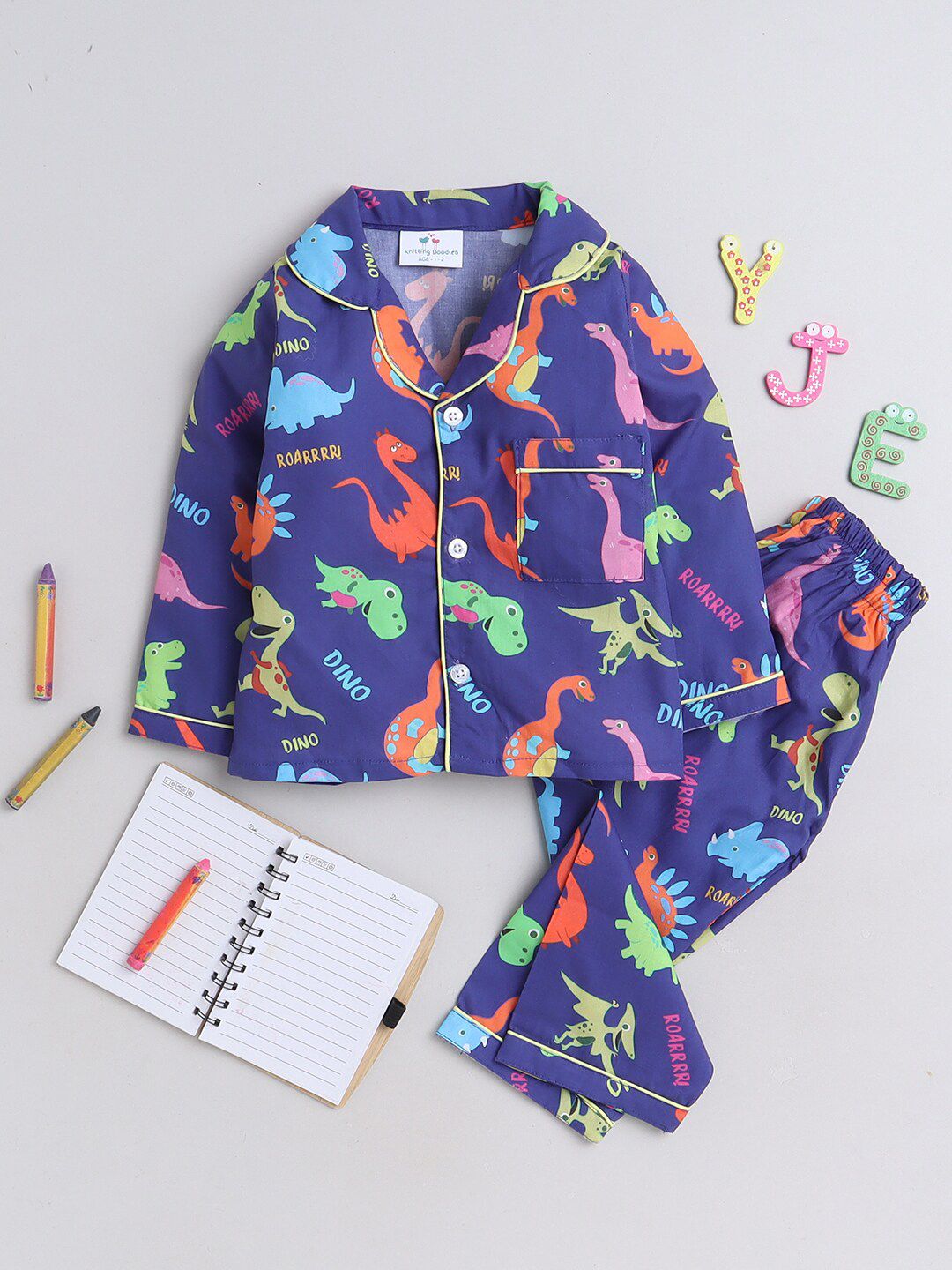 Knitting Doodles Kids Printed Night Suit
