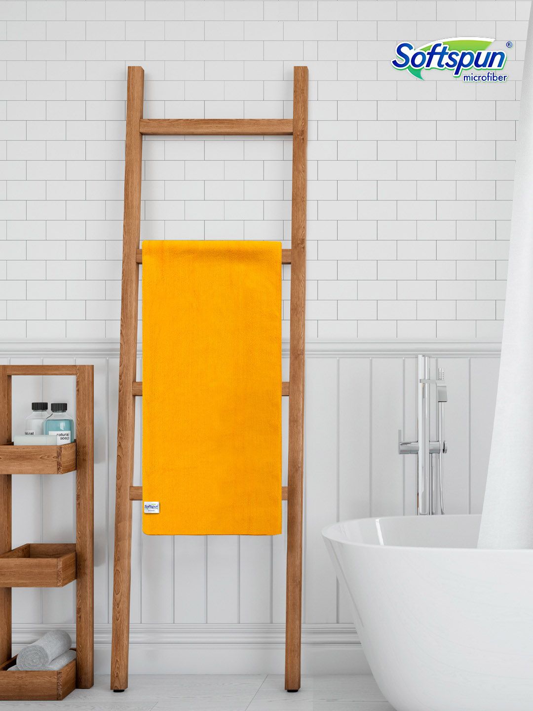 Softspun Microfiber Orange 340 GSM Anti Bacterial Bath Towel