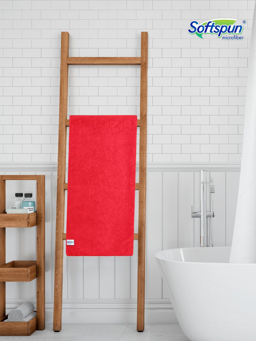Softspun Microfiber Red 350 GSM Microfiber Highly Absorbent Anti-odour Bath Towel