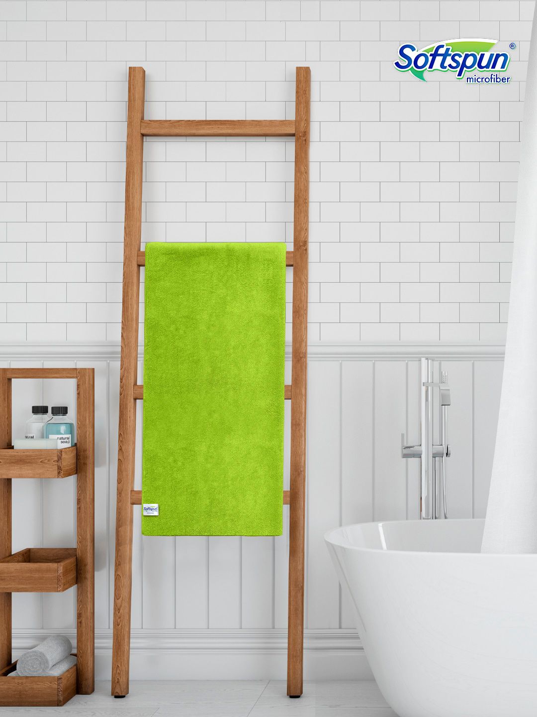 Softspun Microfiber Green 340 GSM Anti-Bacterial Bath Towel