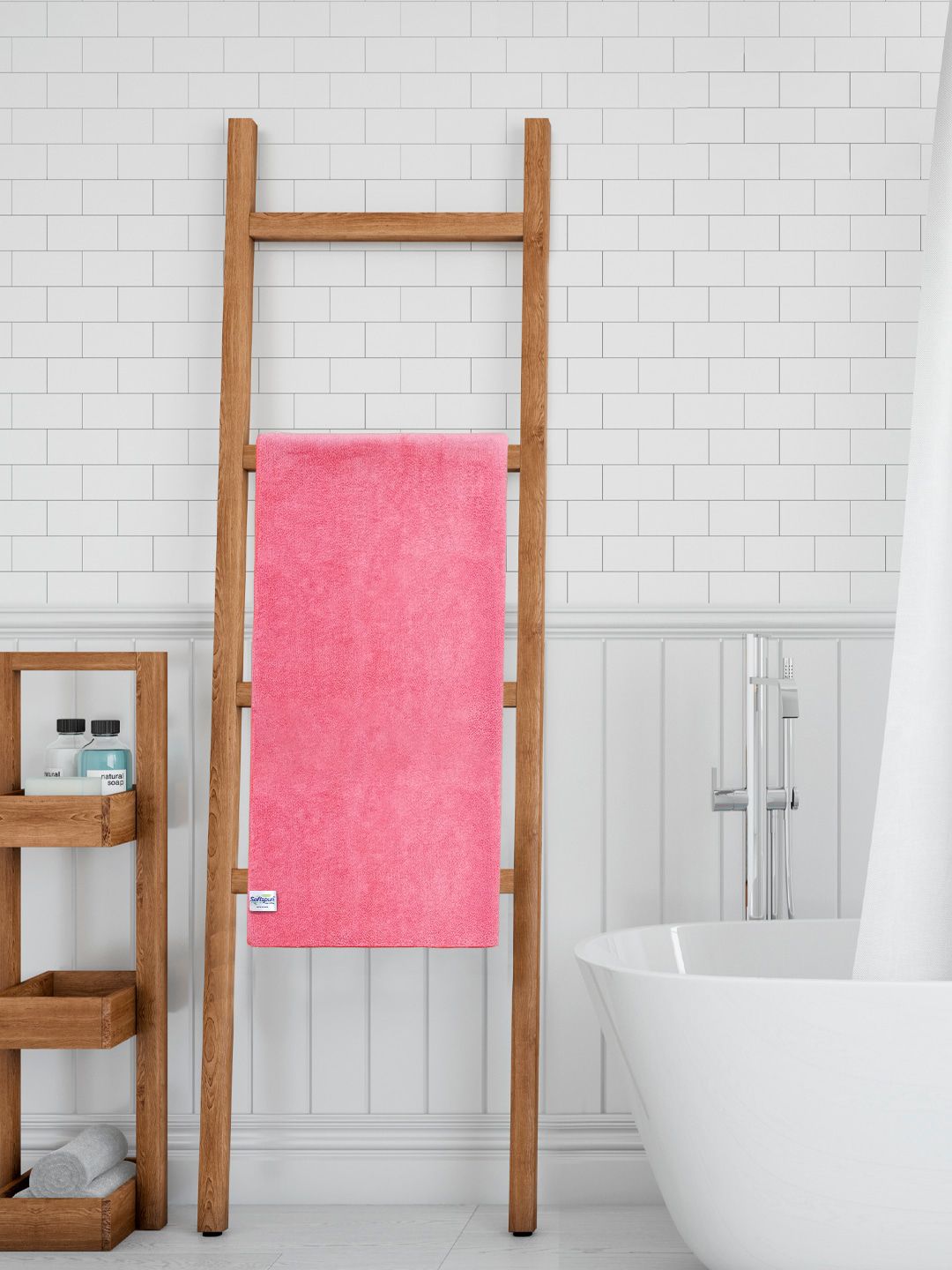 Softspun Microfiber Pink 340 GSM Anti-Bacterial Bath Towel