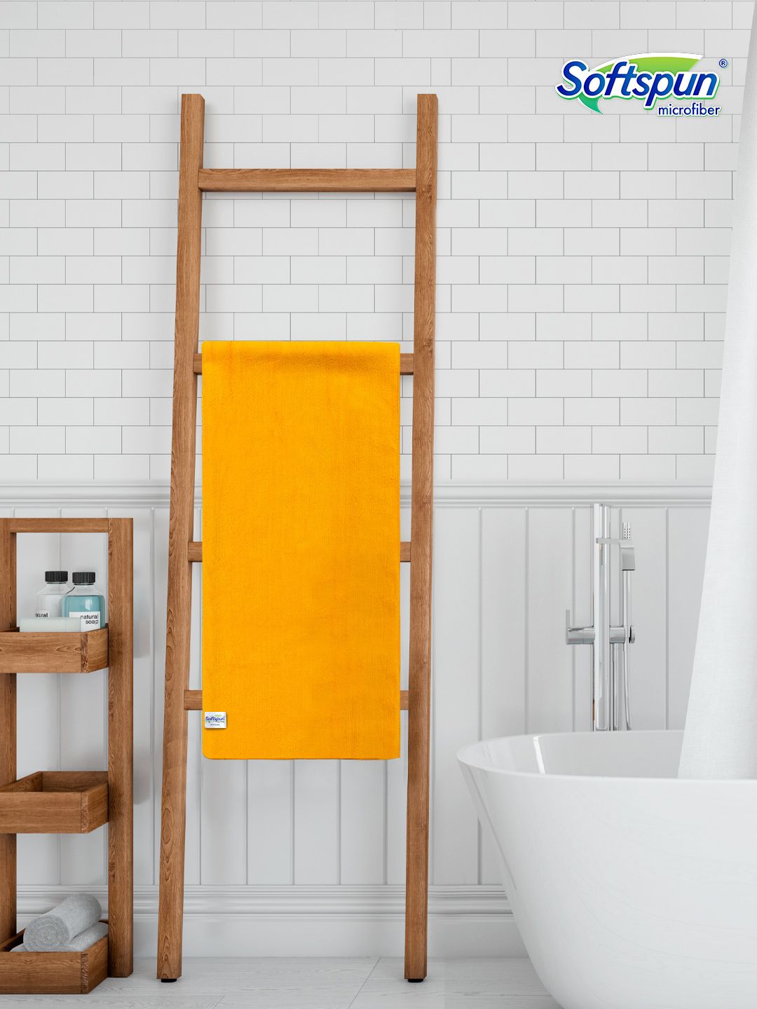 Softspun Microfiber Orange Coloured 350 GSM Bath Towel