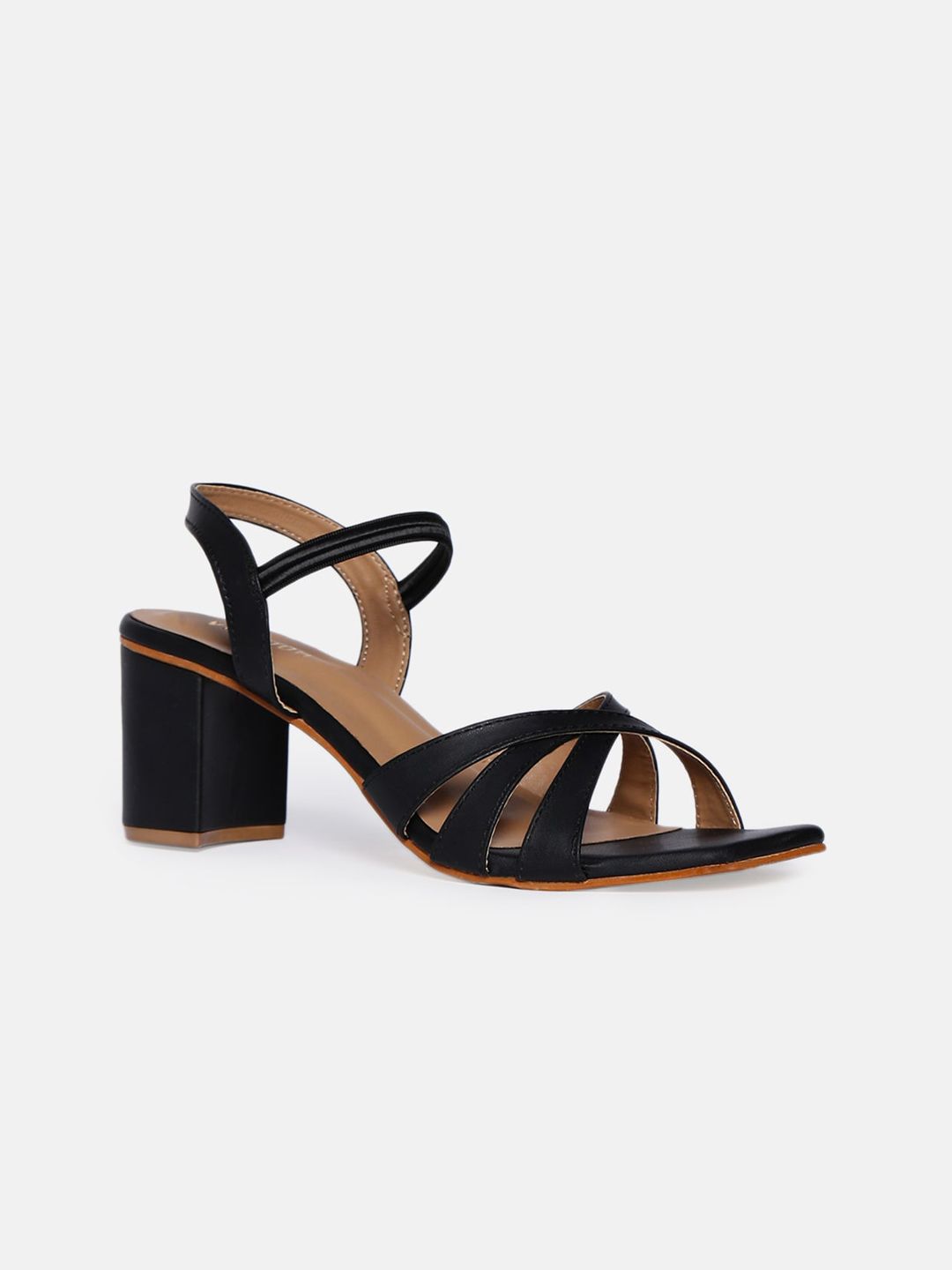 Vishudh Black Strappy Open Toe Block Heels