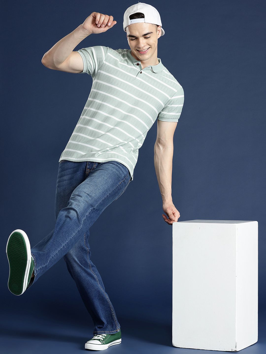 Mast & Harbour Men Striped Polo Collar T-shirt