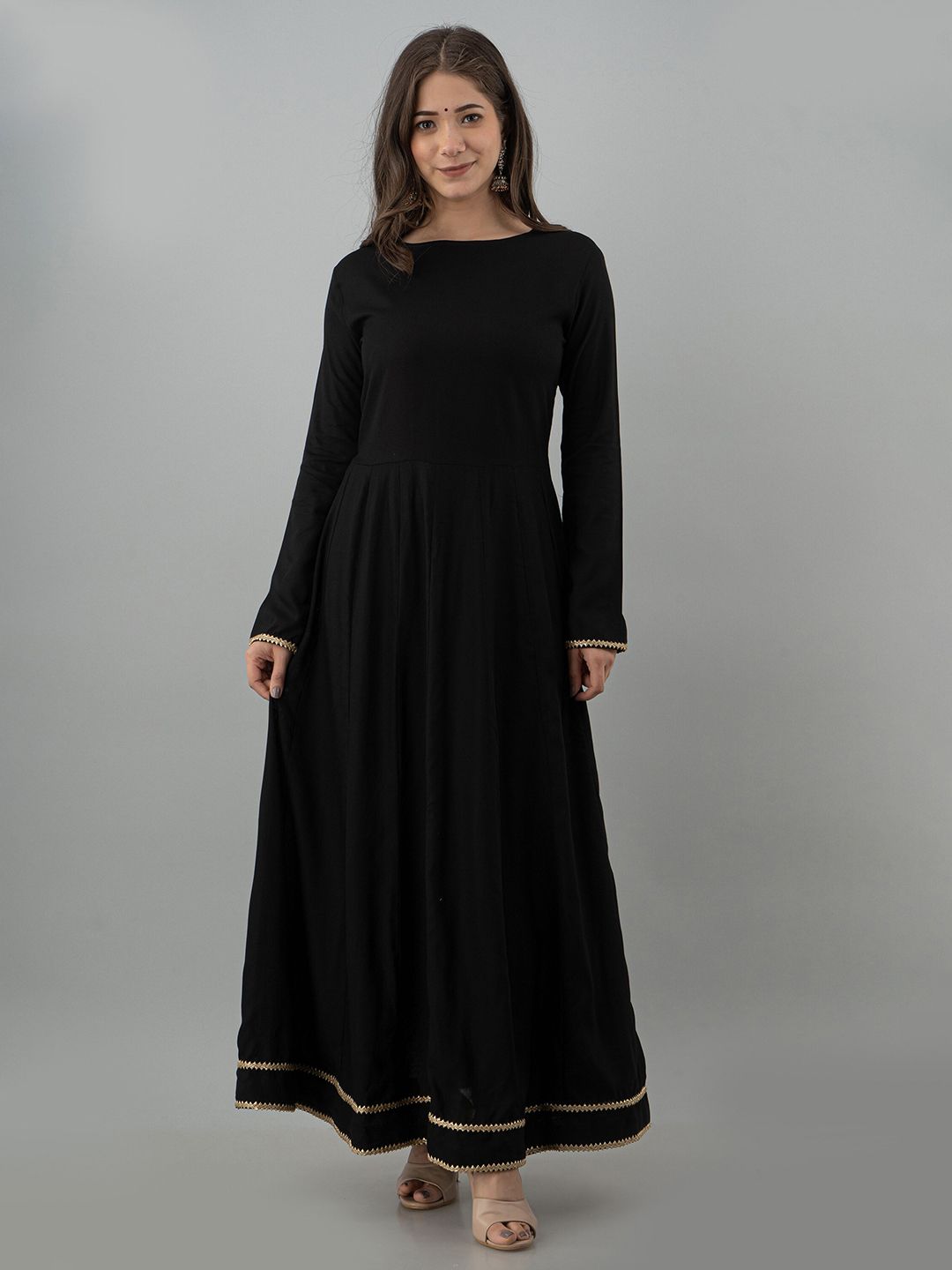 KALINI Gotta Patti Long Sleeves Maxi Fit & Flare Ethnic Dress Price in India