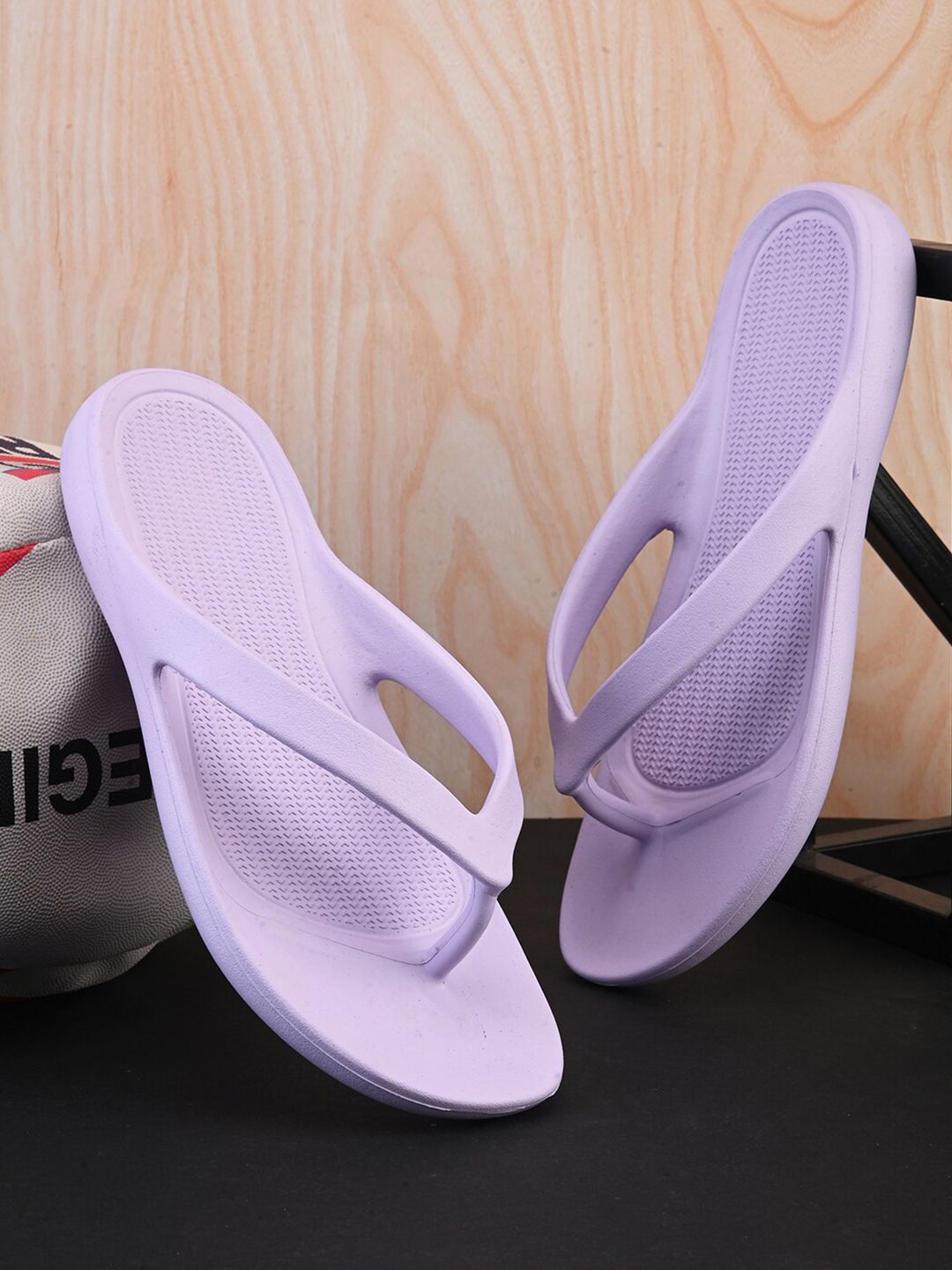 HRX by Hrithik Roshan Women Lavender Textured Thong Flip-Flops