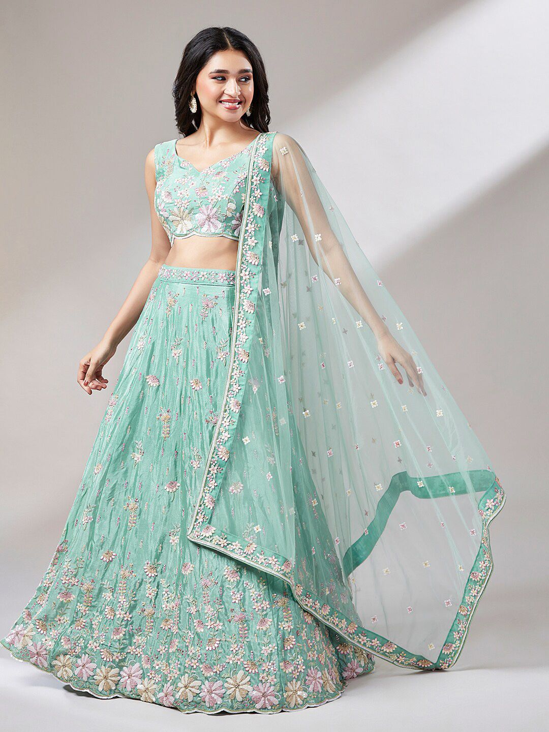VAANI CREATION Embroidered Semi-Stitched Lehenga & Unstitched Blouse With Dupatta Price in India