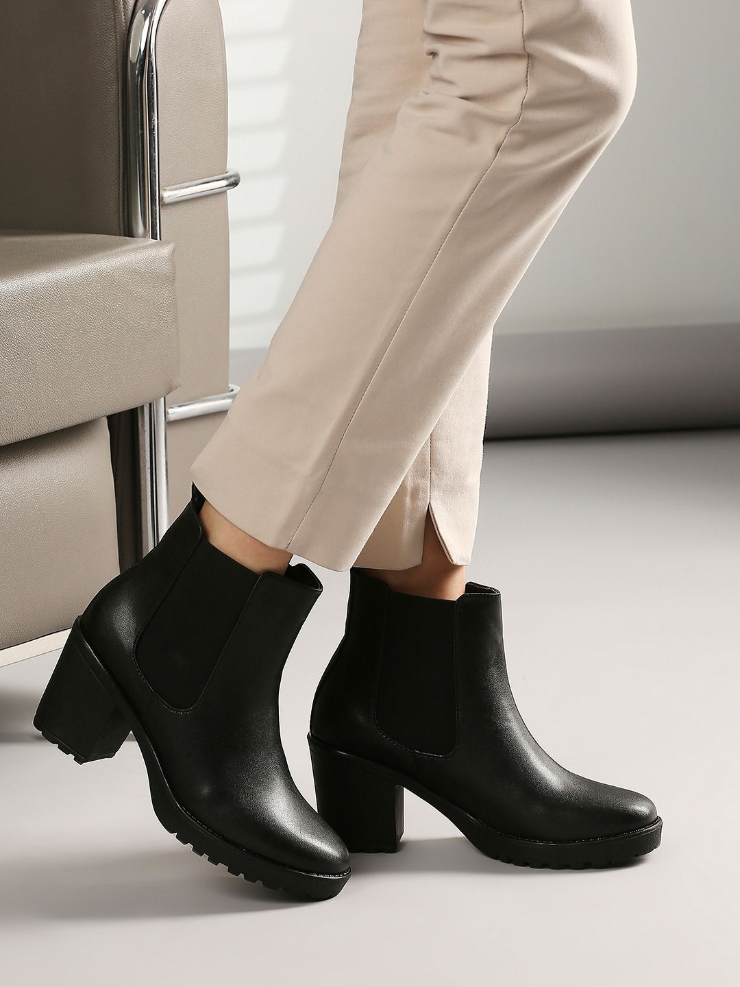 靴 HIAND Chelsea Short Boots24.5cm Buy Inc 5 Women Casual Block-Heeled Chelsea Boots - Boots for