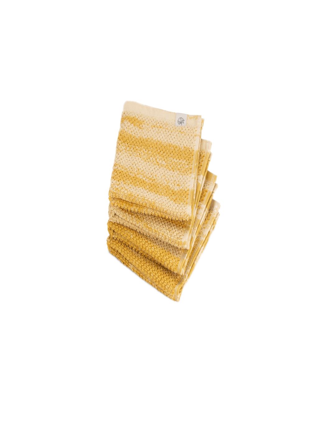 Himeya Yellow 4 Pieces Self Design Pure Cotton 500 GSM Face Towels
