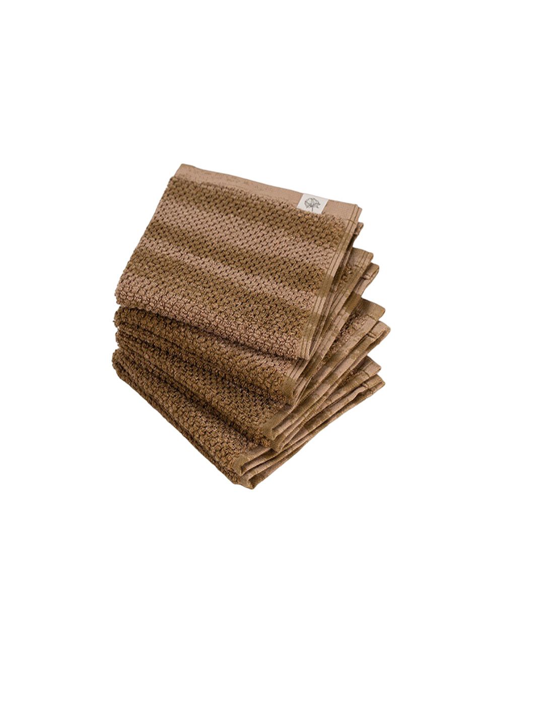 Himeya Brown 4 Pieces Printed 500 GSM Pure Cotton Face Towels