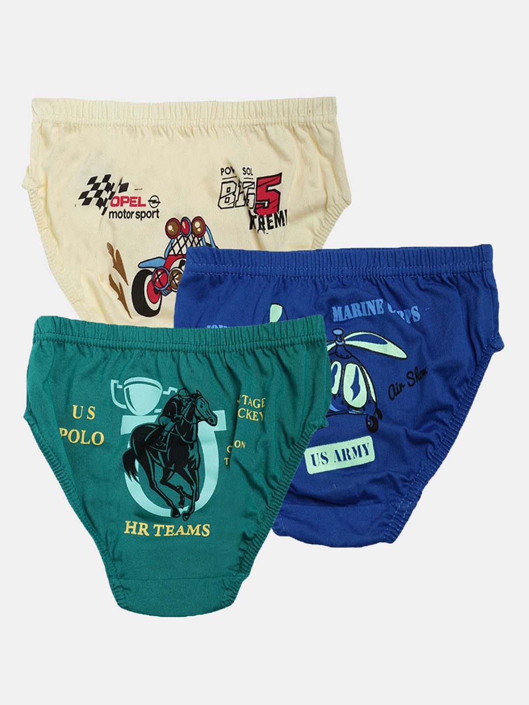 Dollar Kids Care Boys Pack Of 3 Printed Anti Bacterial Cotton Briefs MKKB-001-PO3-ASST