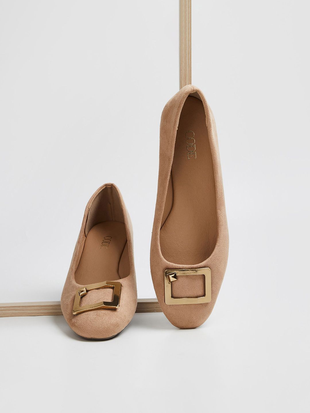 CODE by Lifestyle Textured Square Toe Ballaerinas