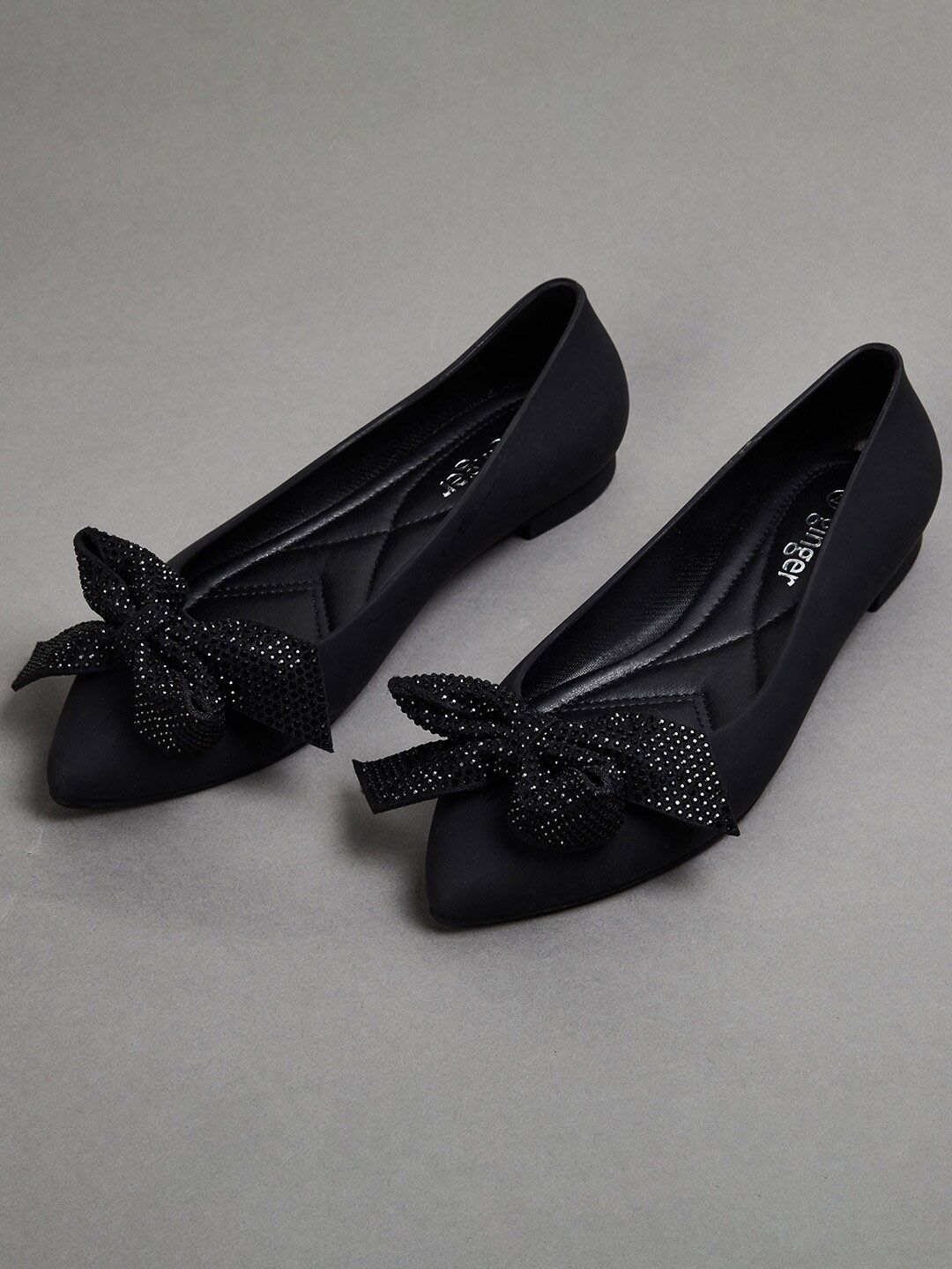 Ginger by Lifestyle Embellished Pointed Toe Ballerinas with Bows Flats Price in India