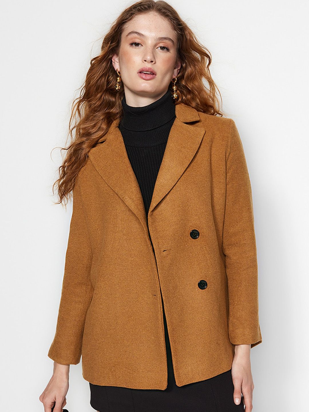 Buy Trendyol Notched Lapel Collar Pea Coat - Coats for Women