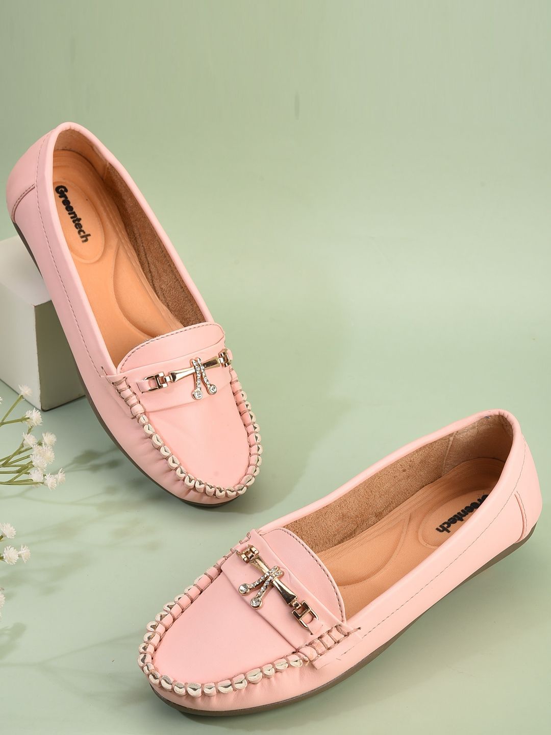 Greentech Buckle Detail Round Toe Ballerinas