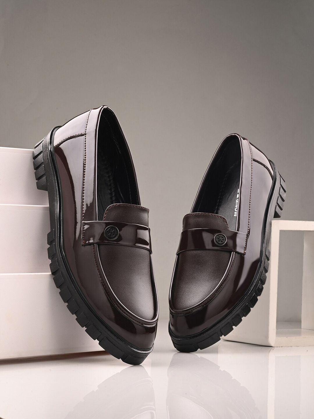 HERE&NOW Men Coffee Brown Formal Penny Loafers