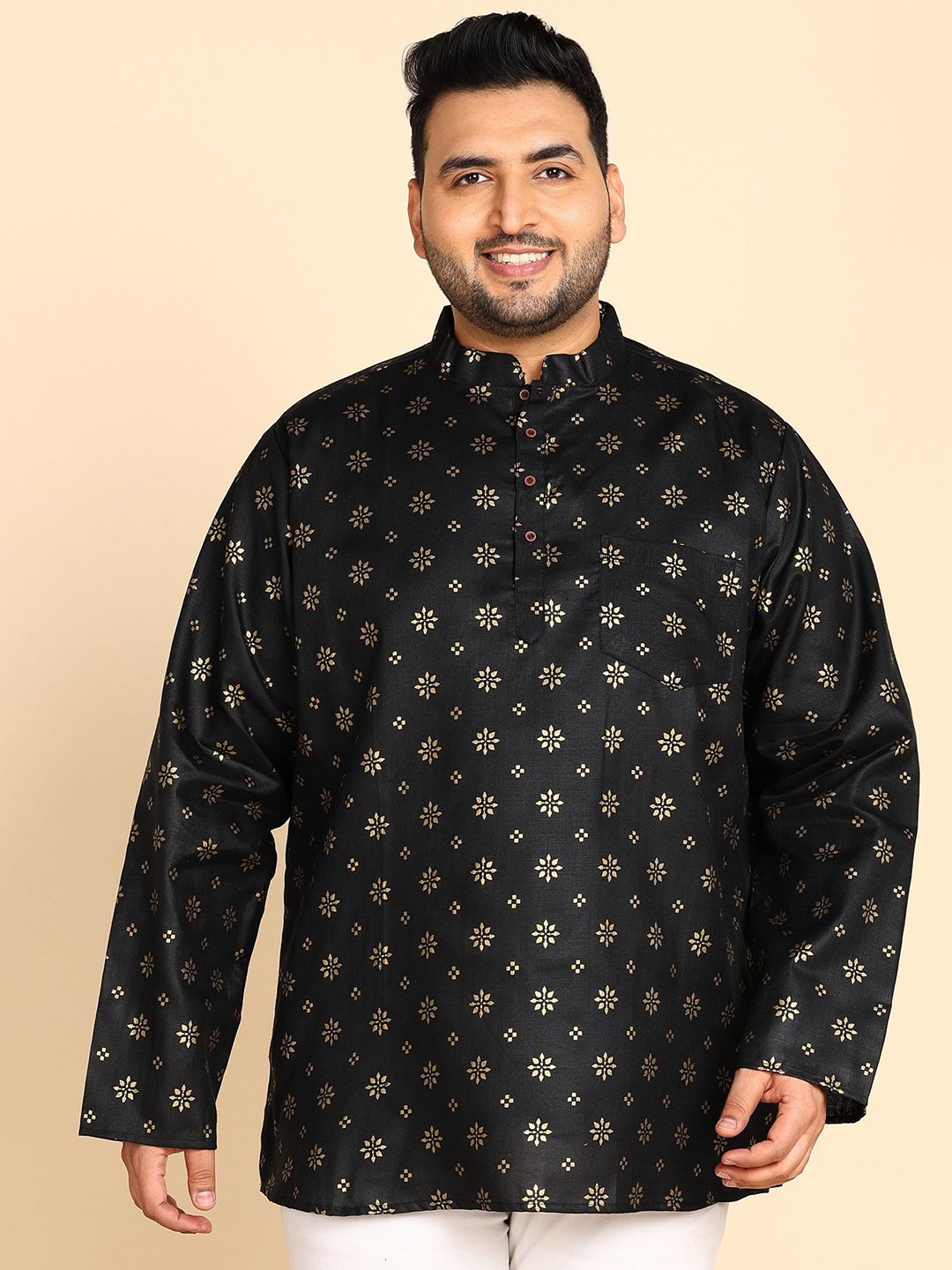 Sztori Floral Printed Mandarin Collar Kurta