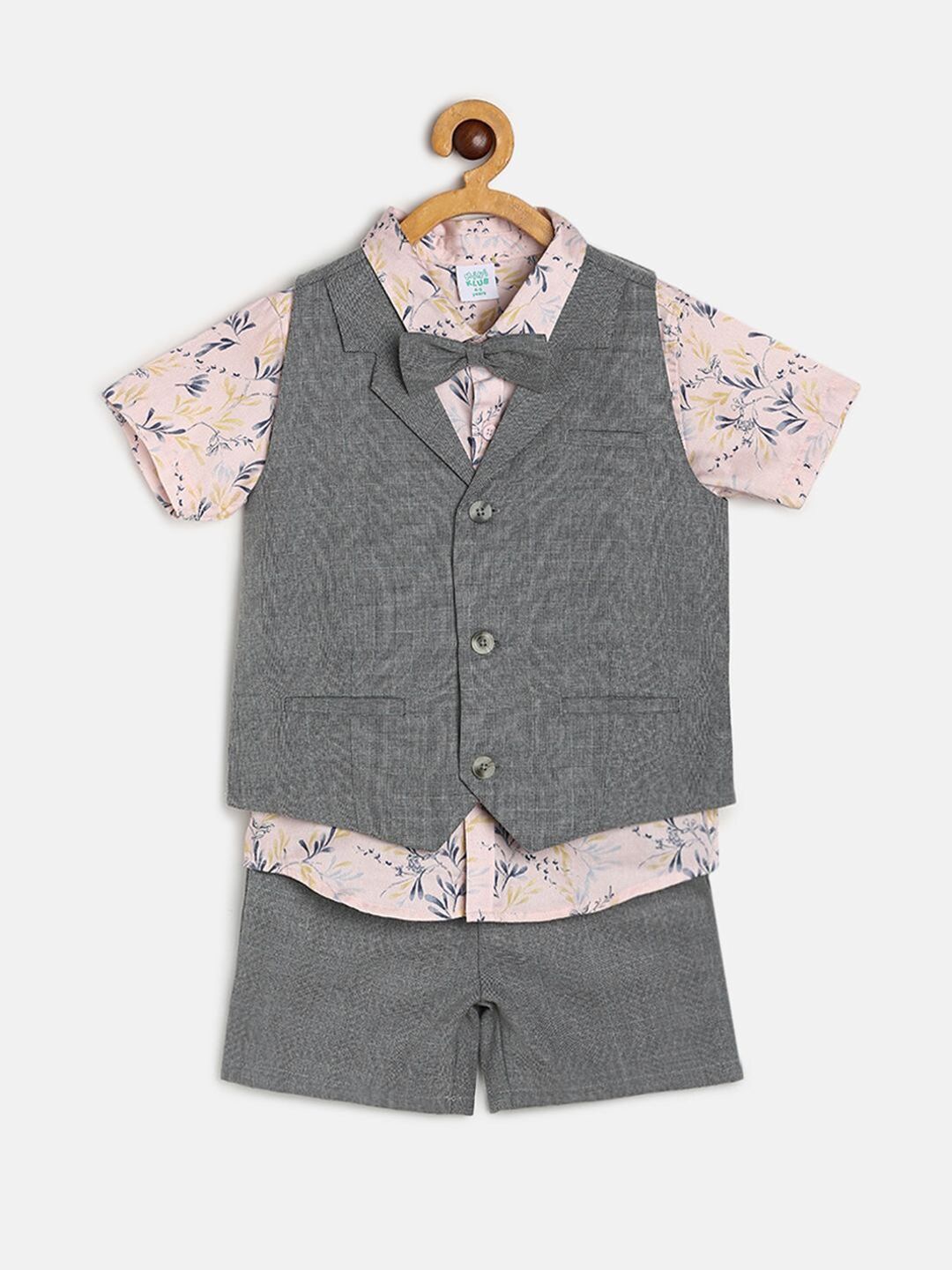 MINI KLUB Boys Printed Shirt With Shorts & Waistcoat
