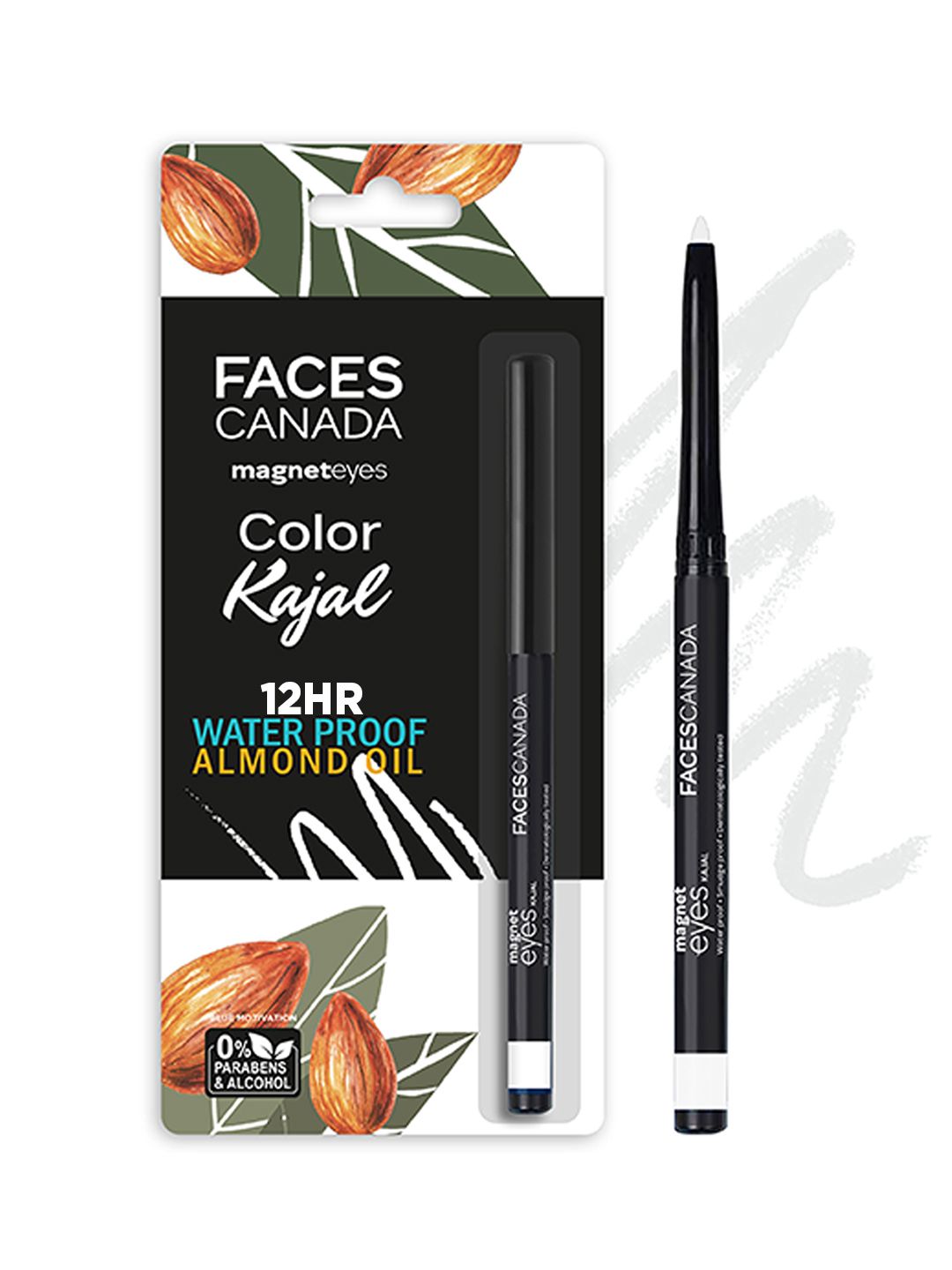 FACES CANADA Magneteyes 24Hr Water Proof Color Kajal with Almond Oil - White Serenity 06