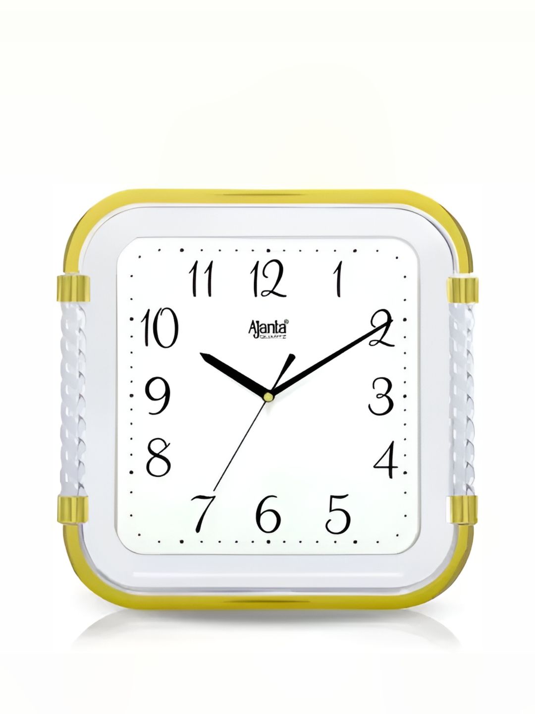 Buy Ajanta White & Golden Textured Square Analogue Wall Clock