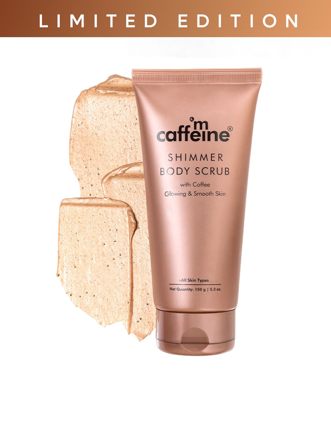 MCaffeine Shimmer Body Scrub with Coffee Powder & Almond Oil - 150 g deal from myntra