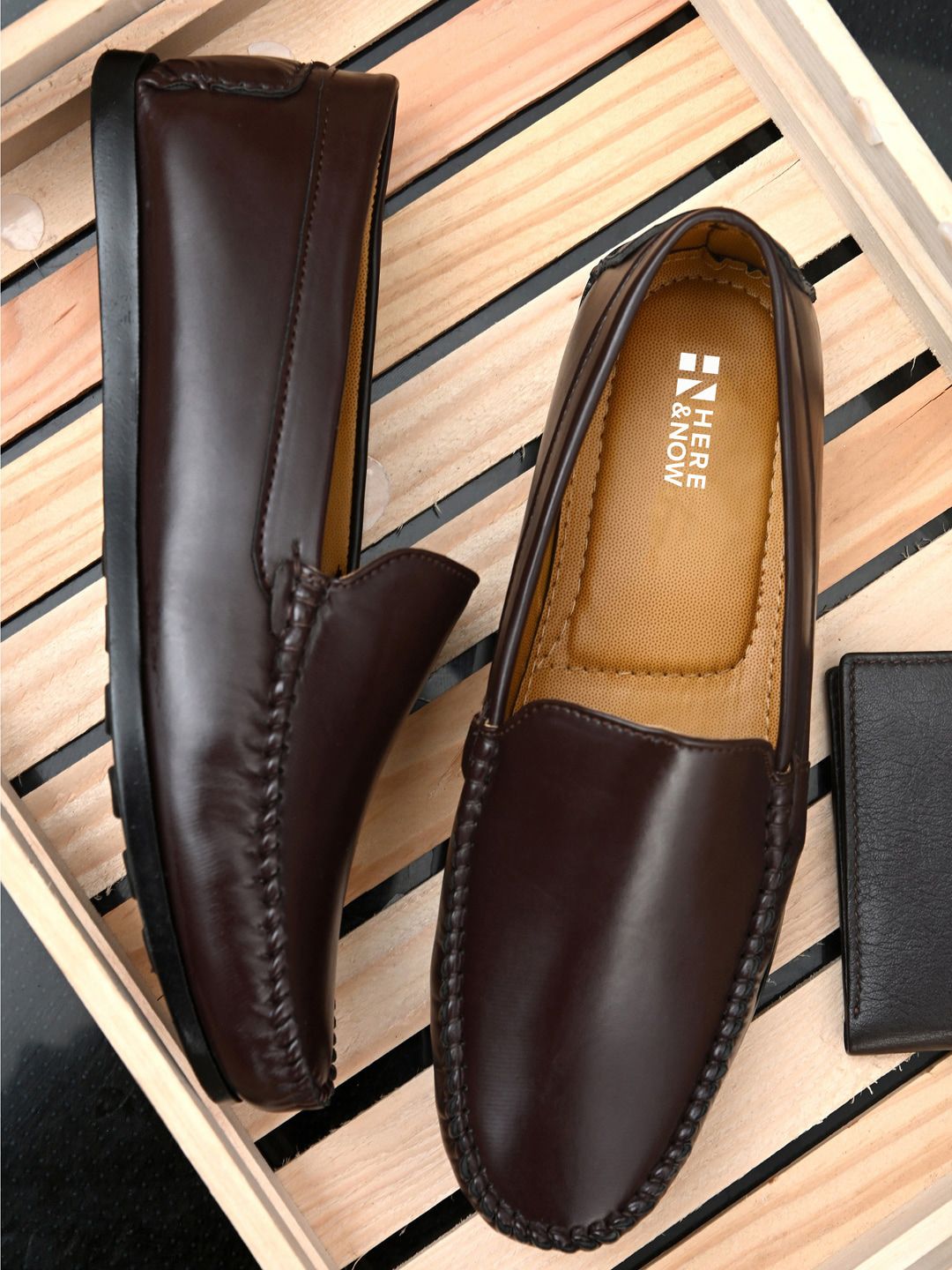 HERE&NOW Men Brown Lightweight Antibacterial Loafers