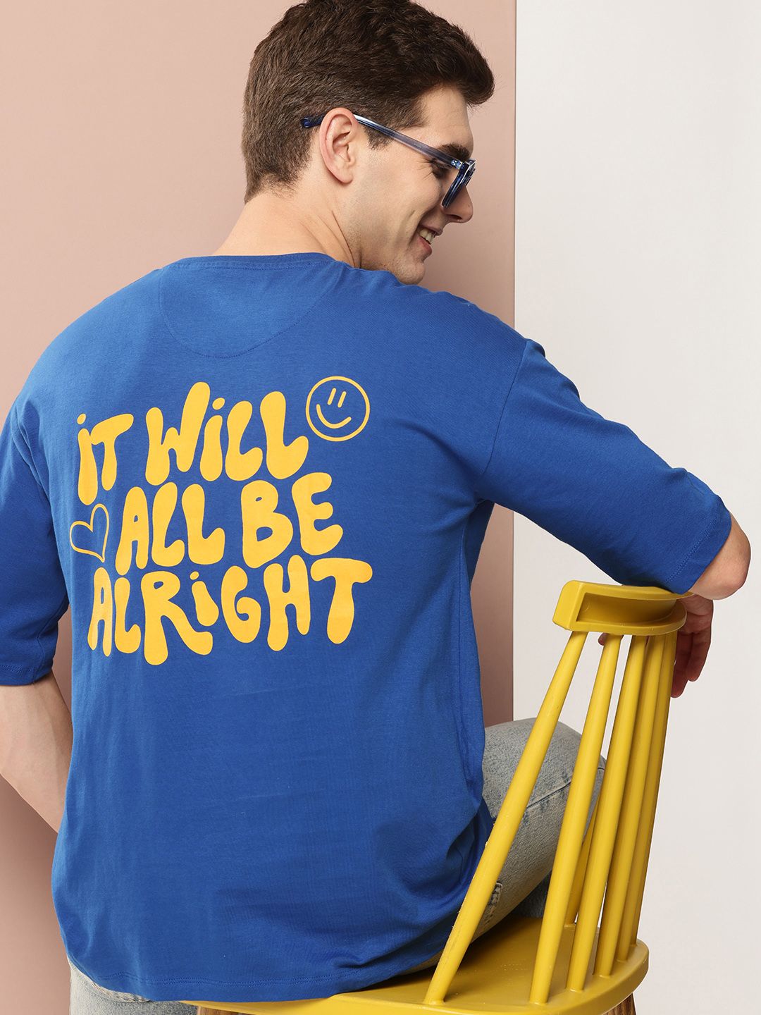 Harvard Typography Printed Drop-Shoulder Sleeves Pure Cotton Oversized T-shirt