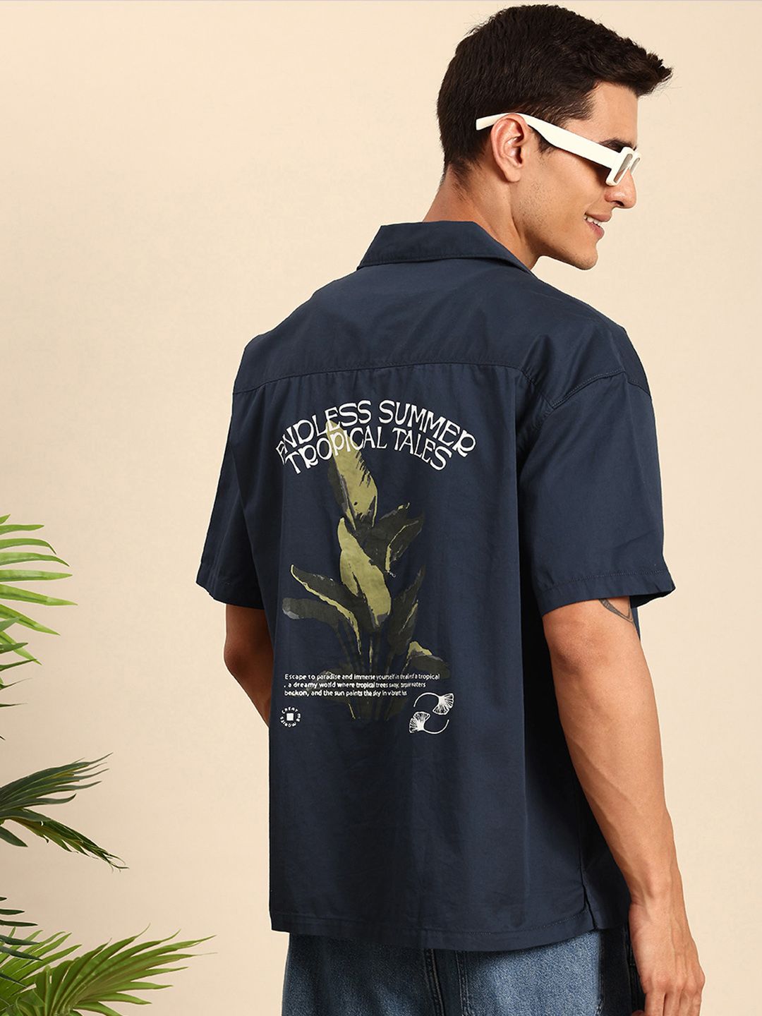 Mast & Harbour Pure Cotton Printed Cuban Collar Relaxed Fit Casual Shirt