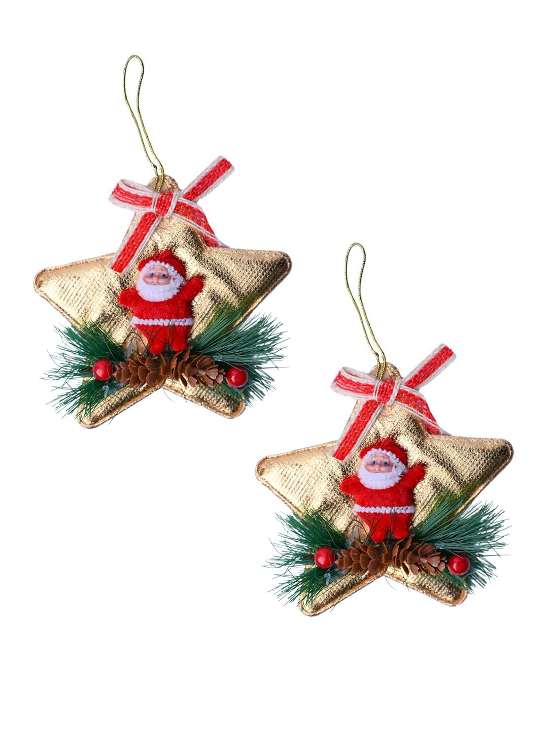 Buy MARKET99 Red & White 2 Pieces Santa Star Tree Ornaments
