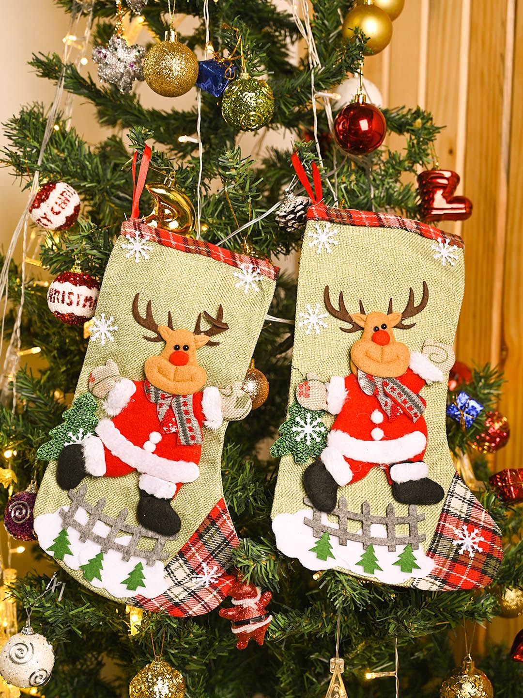 MARKET99 Red & Beige 2 Pieces Christmas Gift X-Mas Christmas Decor