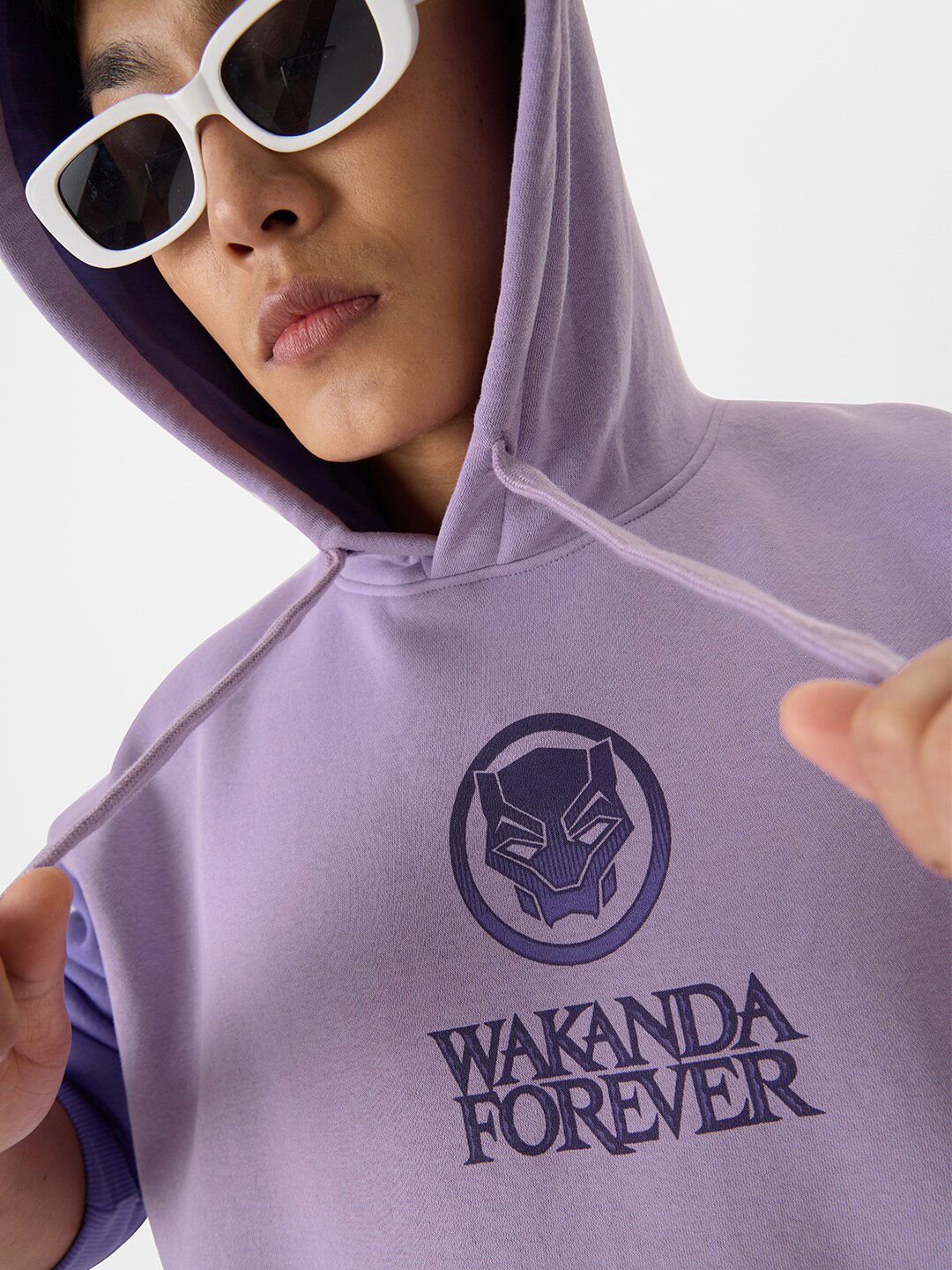 Buy The Souled Store Lavender Black Panther Printed Hooded