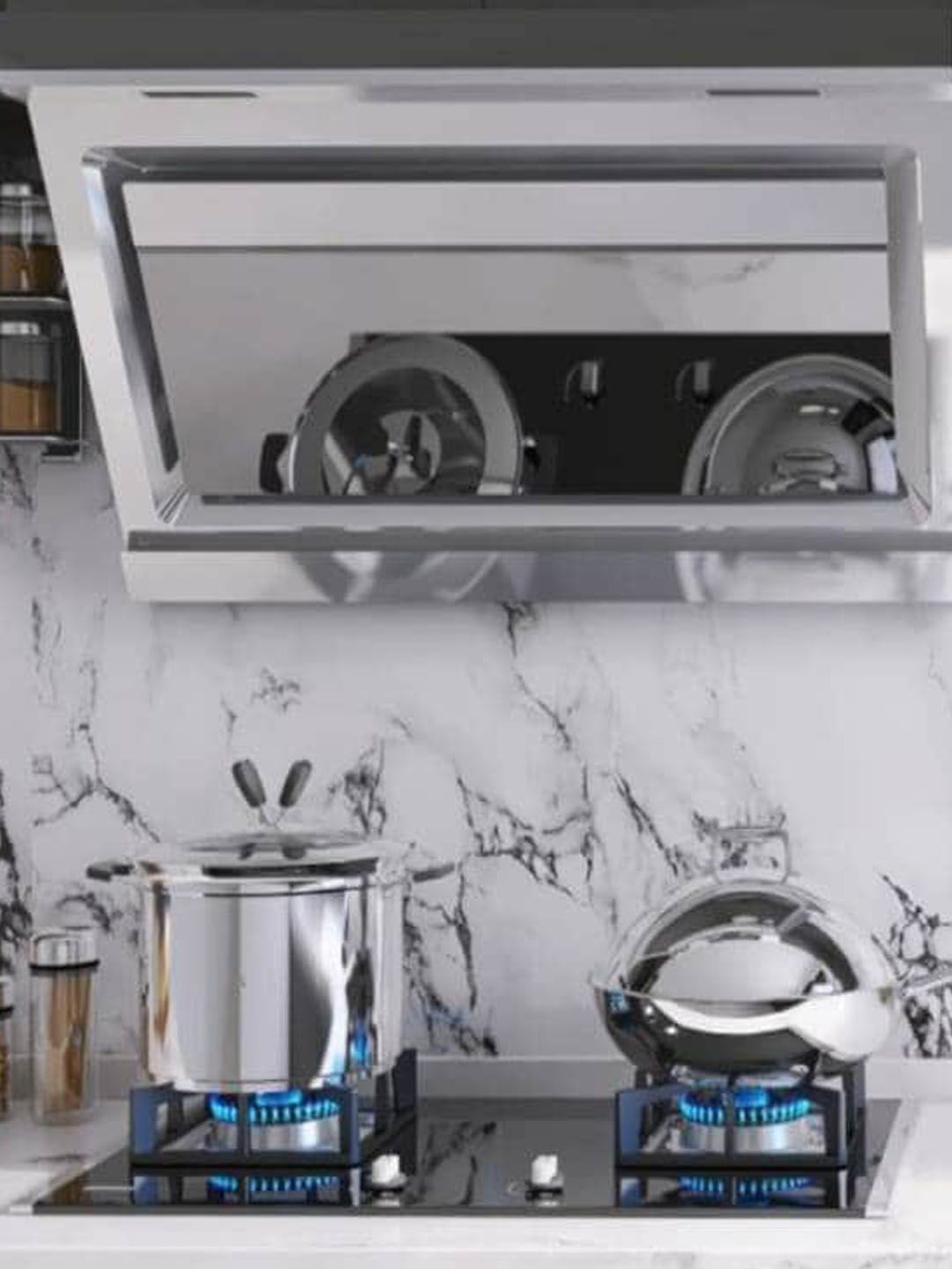 Jaamso Royals Jaamso Royals White & Black Lining Marbel Design Vinyl Kitchen Wallpaper