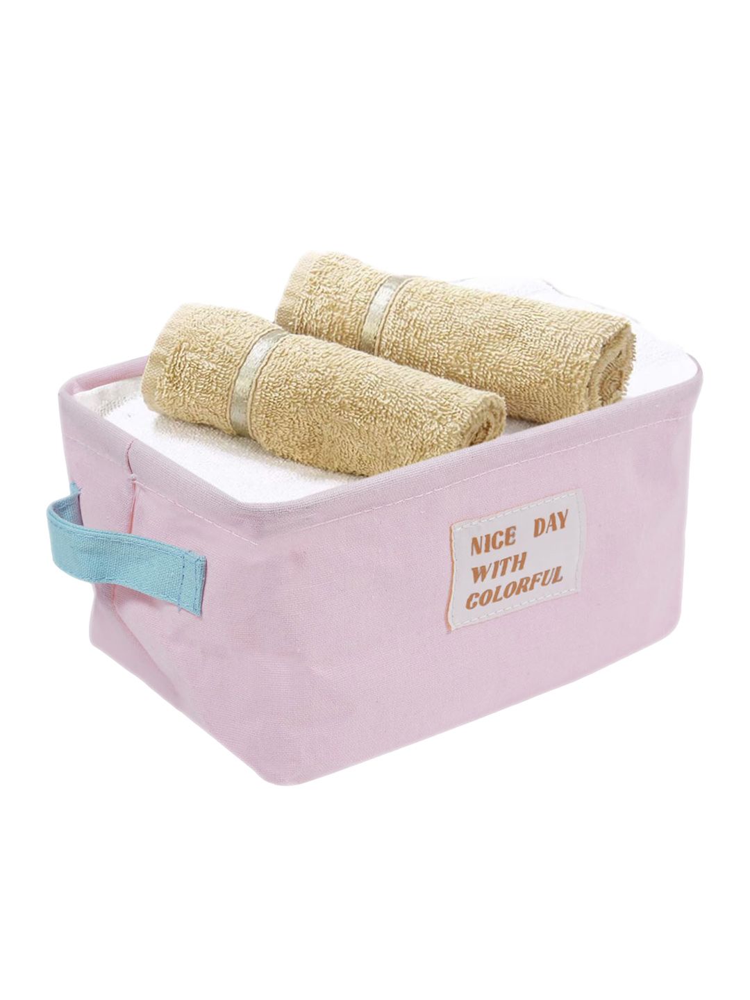 HOUSE OF QUIRK Pink Textured Foldable Laundry Bag