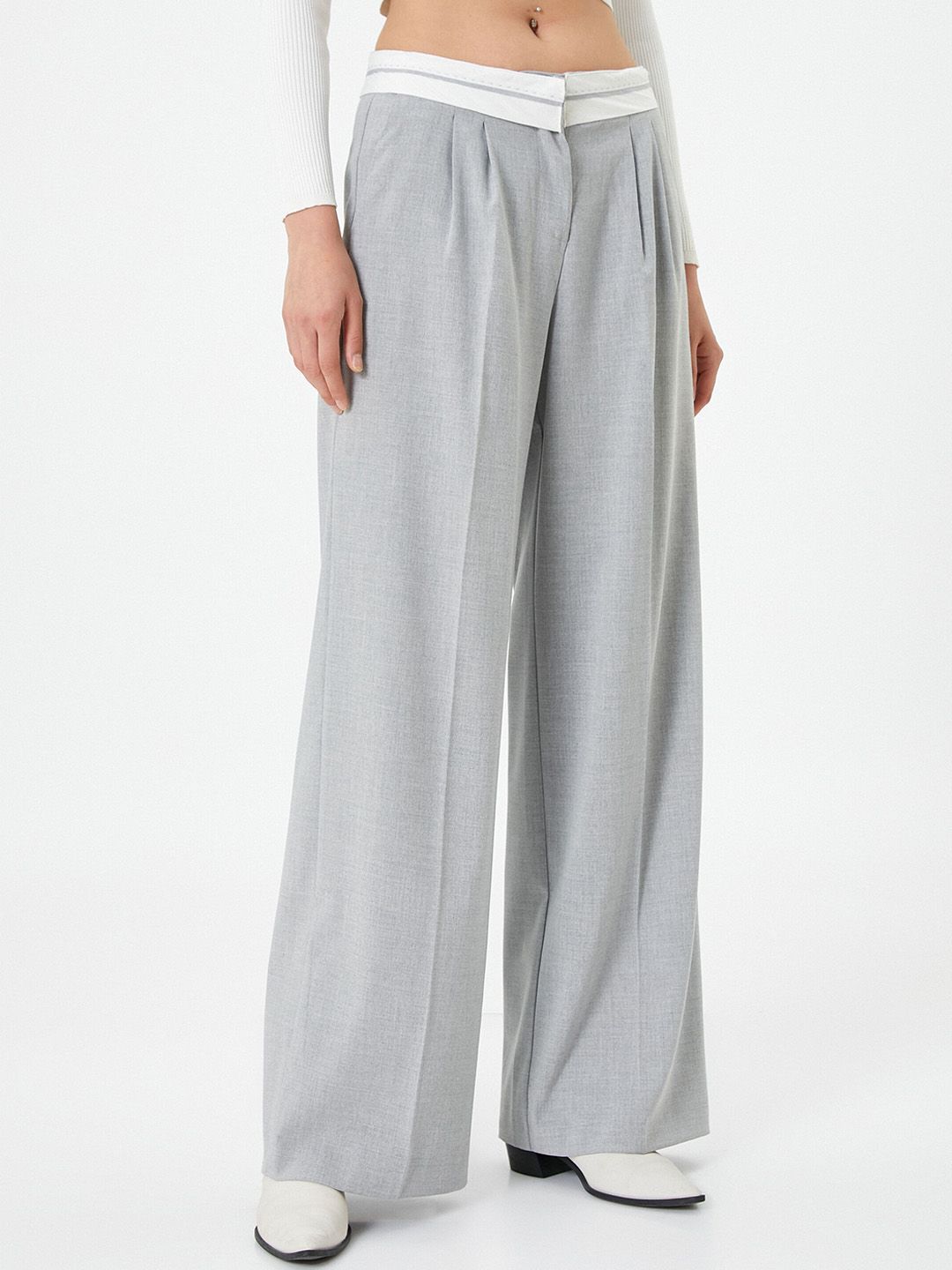 Koton Women Grey High-Rise Trousers Price in India