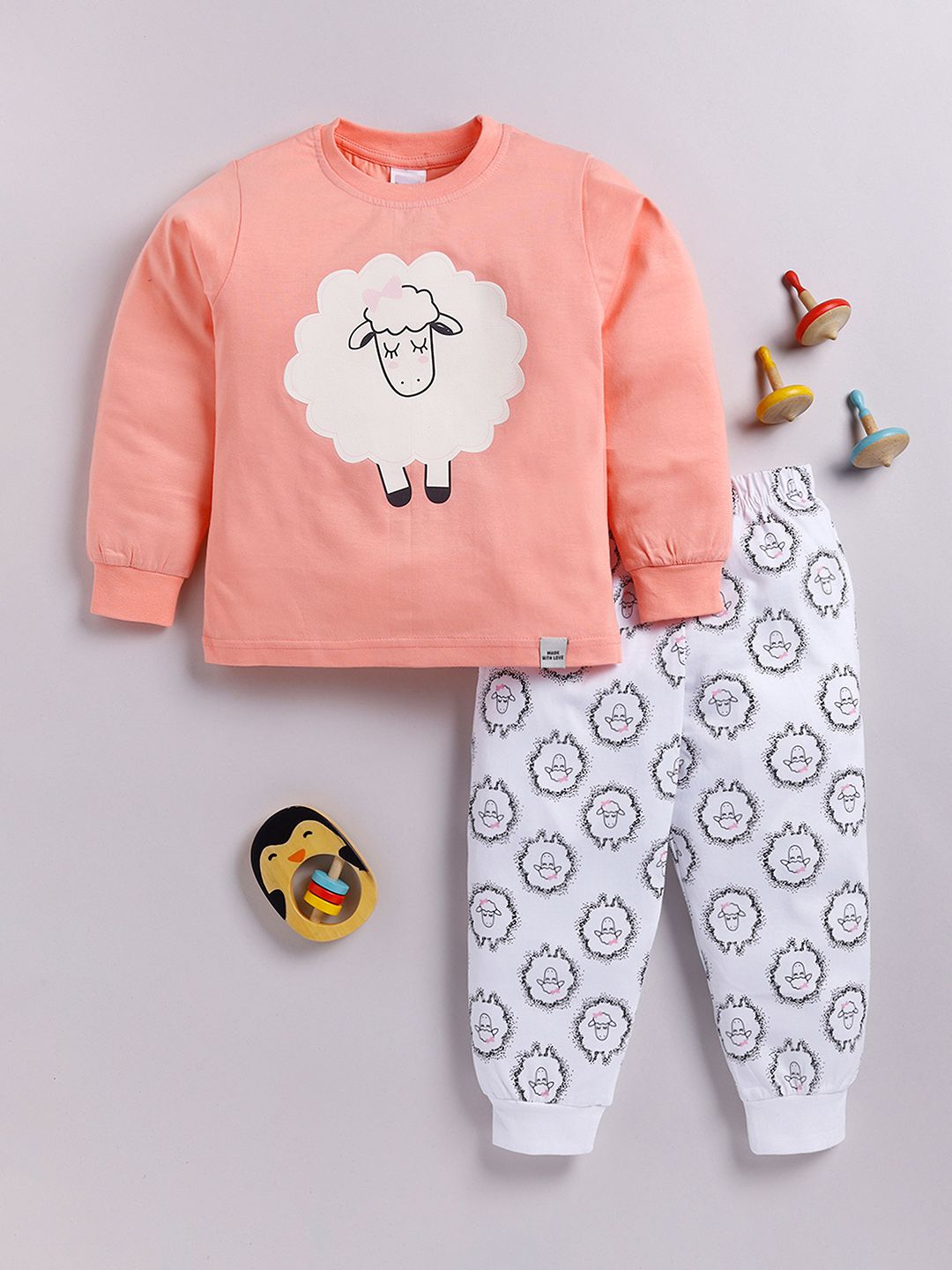 Moms Love Girls Graphic Printed Pure Cotton Nightsuit