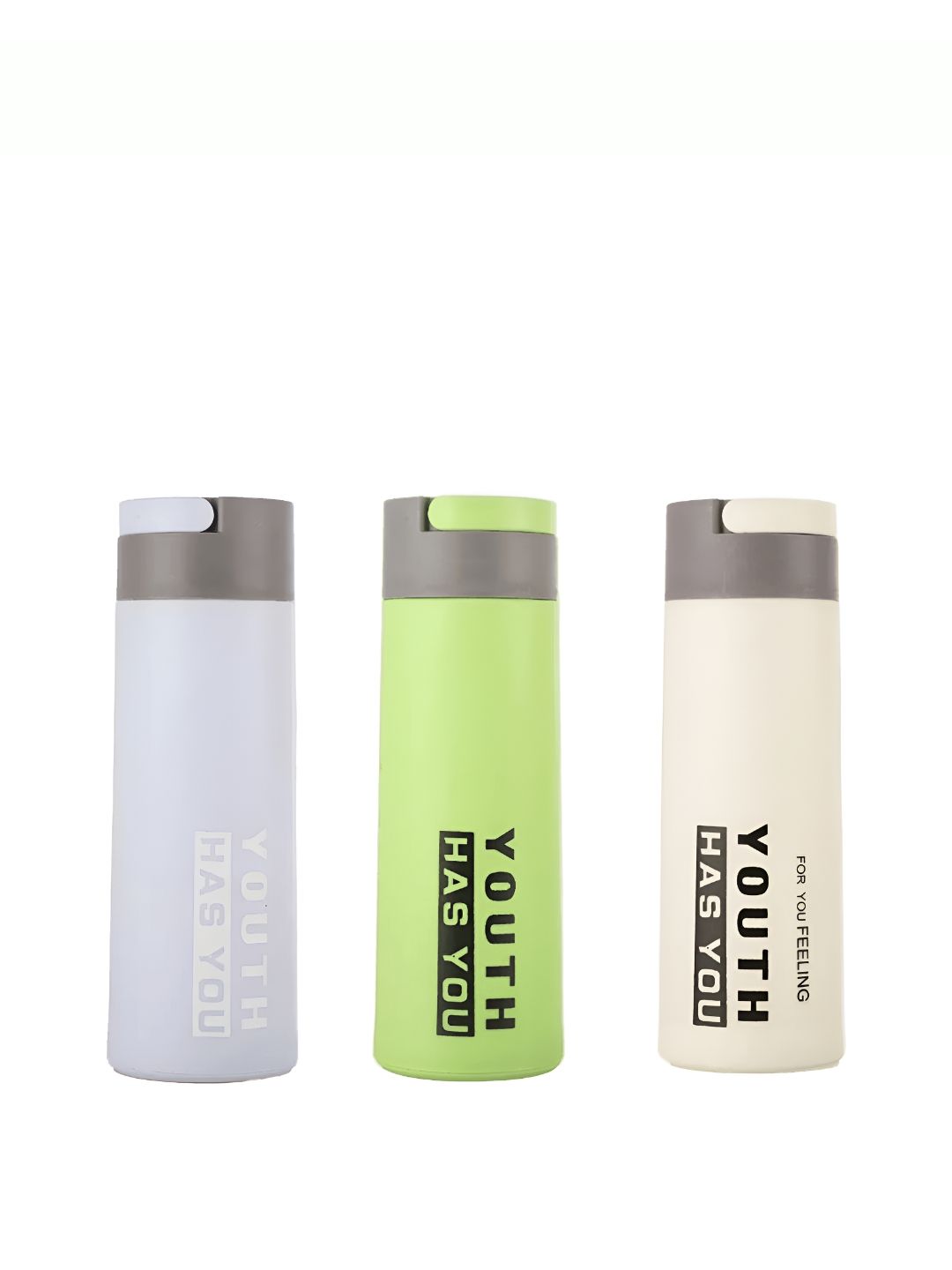 WELOUR Blue Typography Glass Spill Proof 3 Piece Water Bottle - 380ml