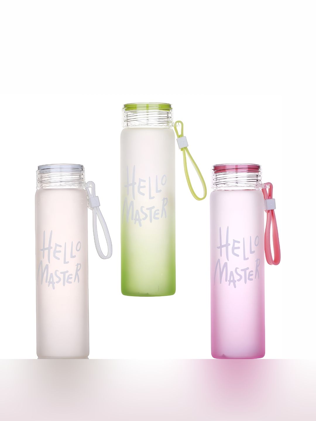 WELOUR Pink Typography Glass Spill Proof 3 Piece Water Bottle - 450ml