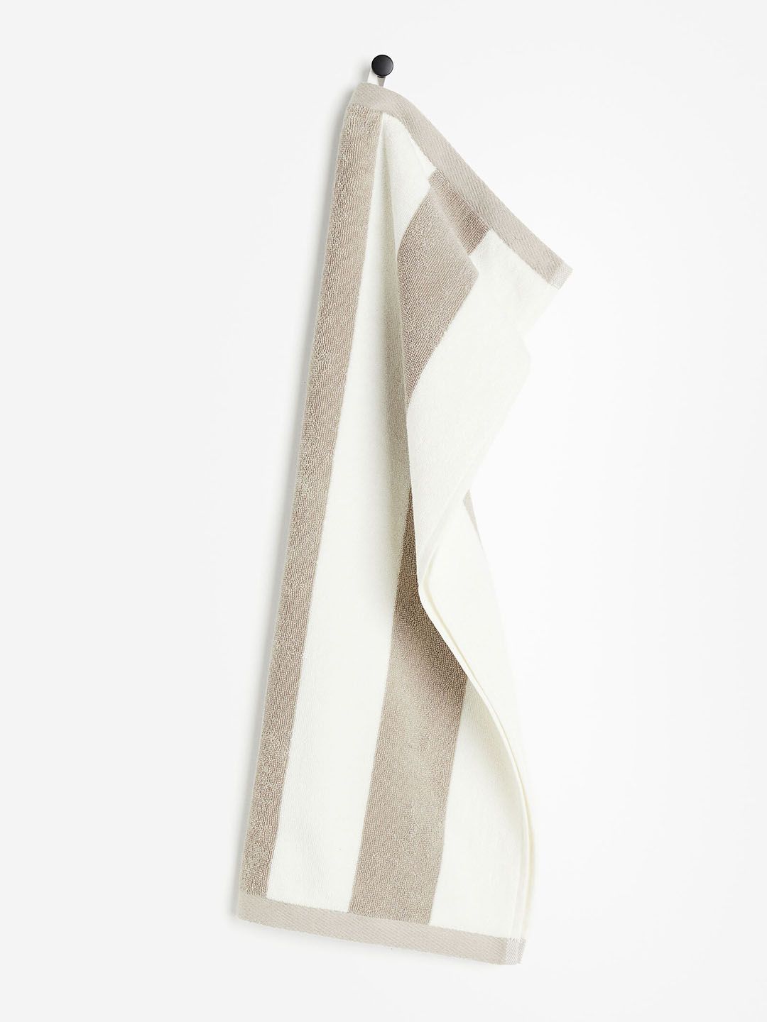 H&M White & Beige Pure Cotton Striped Hand Towel