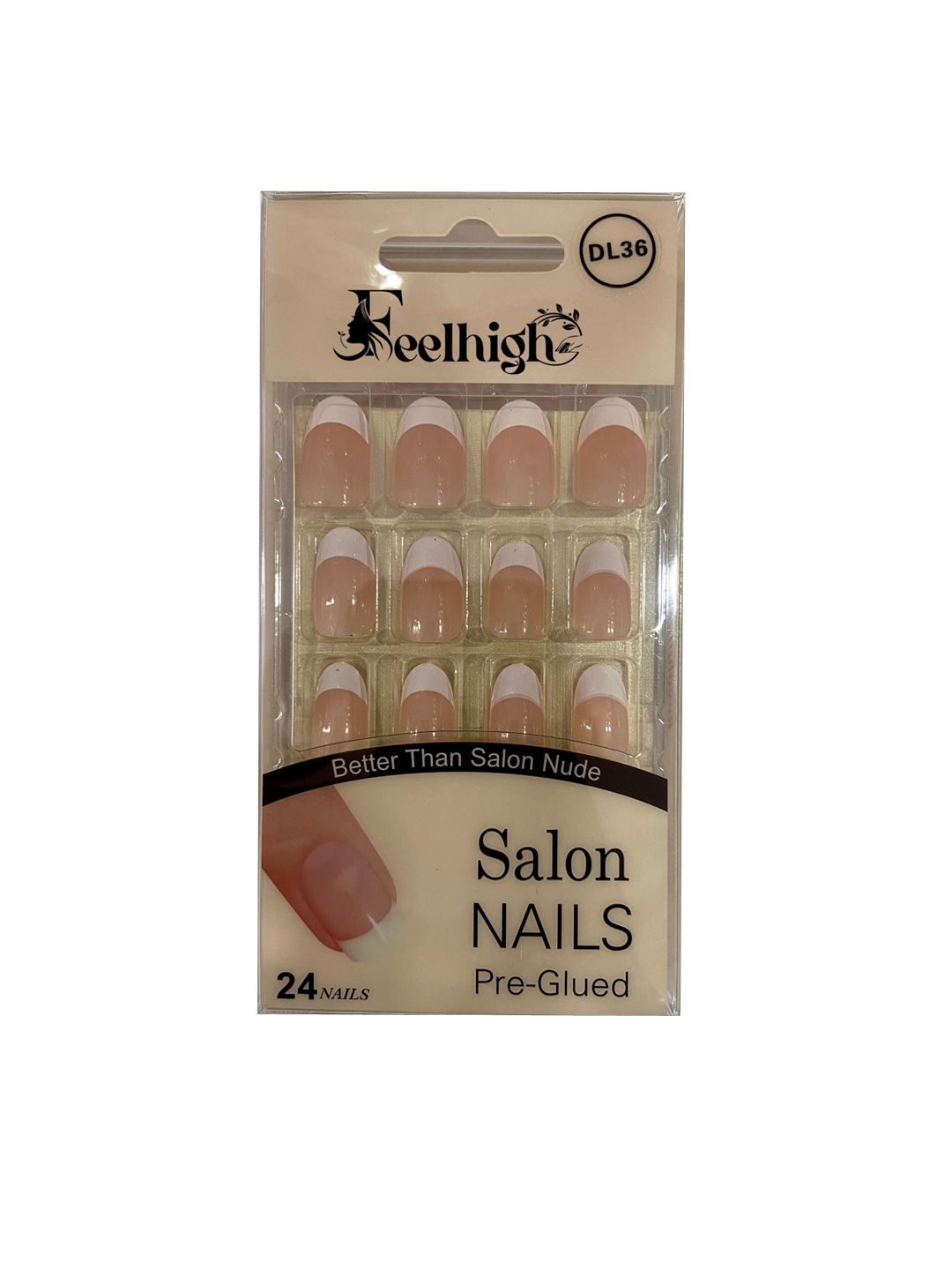 FEELHIGH 24Pcs Pre Glued Press On Artificial Nails - DL36