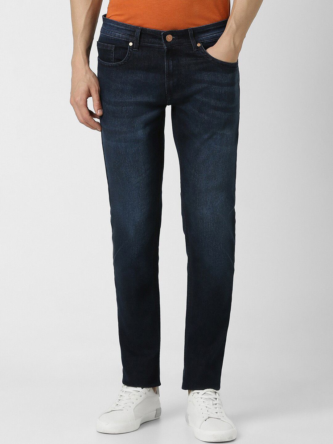 Peter England Casuals Men Skinny Fit Mid-Rise Heavy Fade Stretchable Jeans