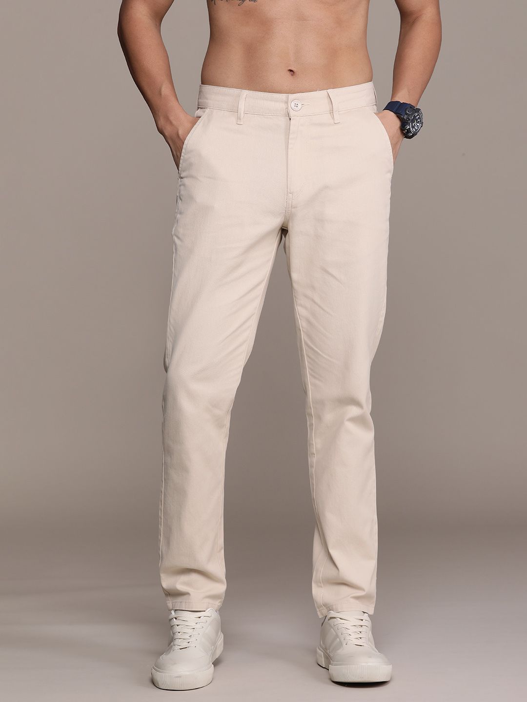 The Roadster Life Co. Men Pure Cotton Chinos Trousers