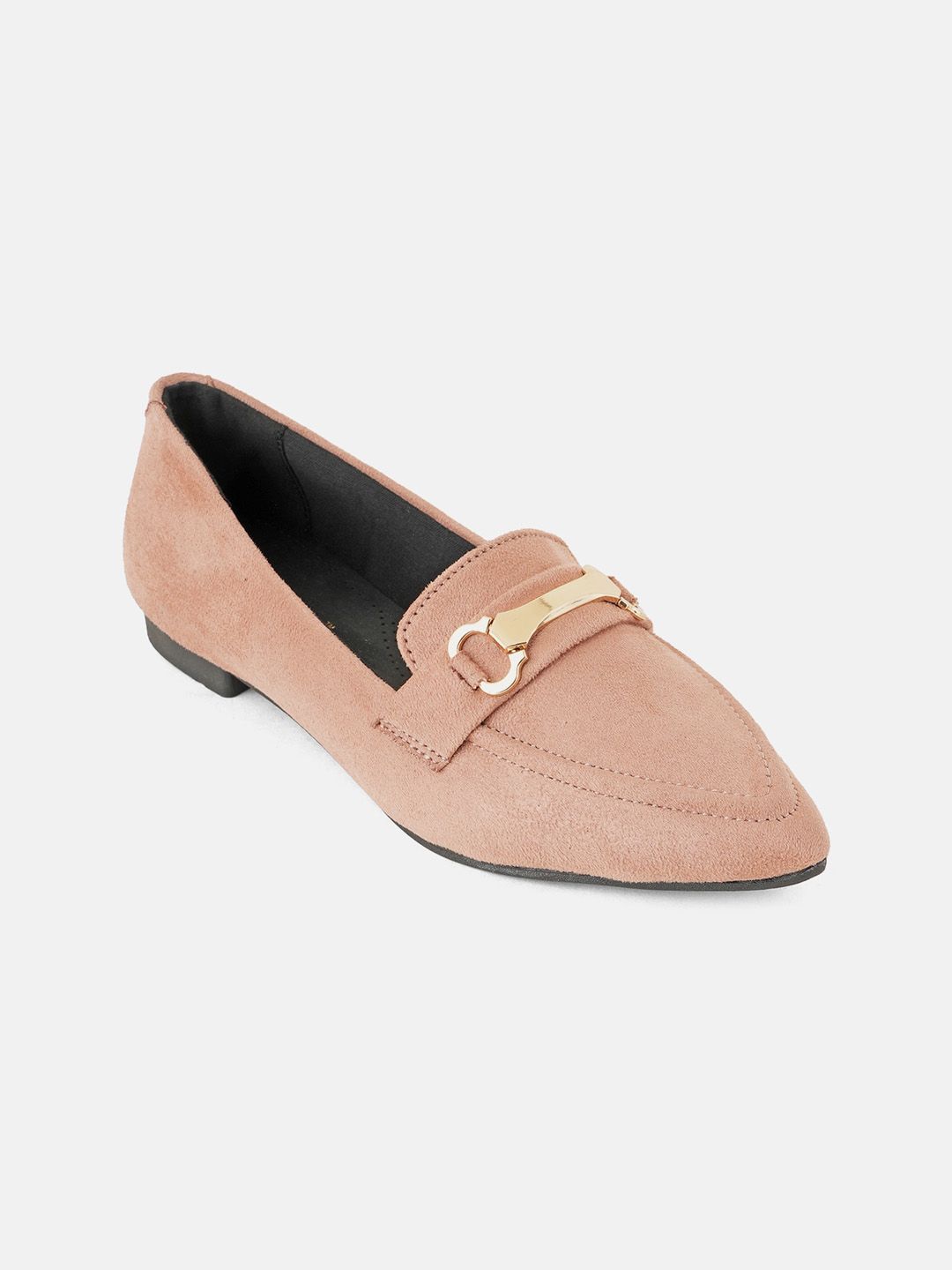 DressBerry Peach-Coloured Pointed Toe Party Ballerinas Flats