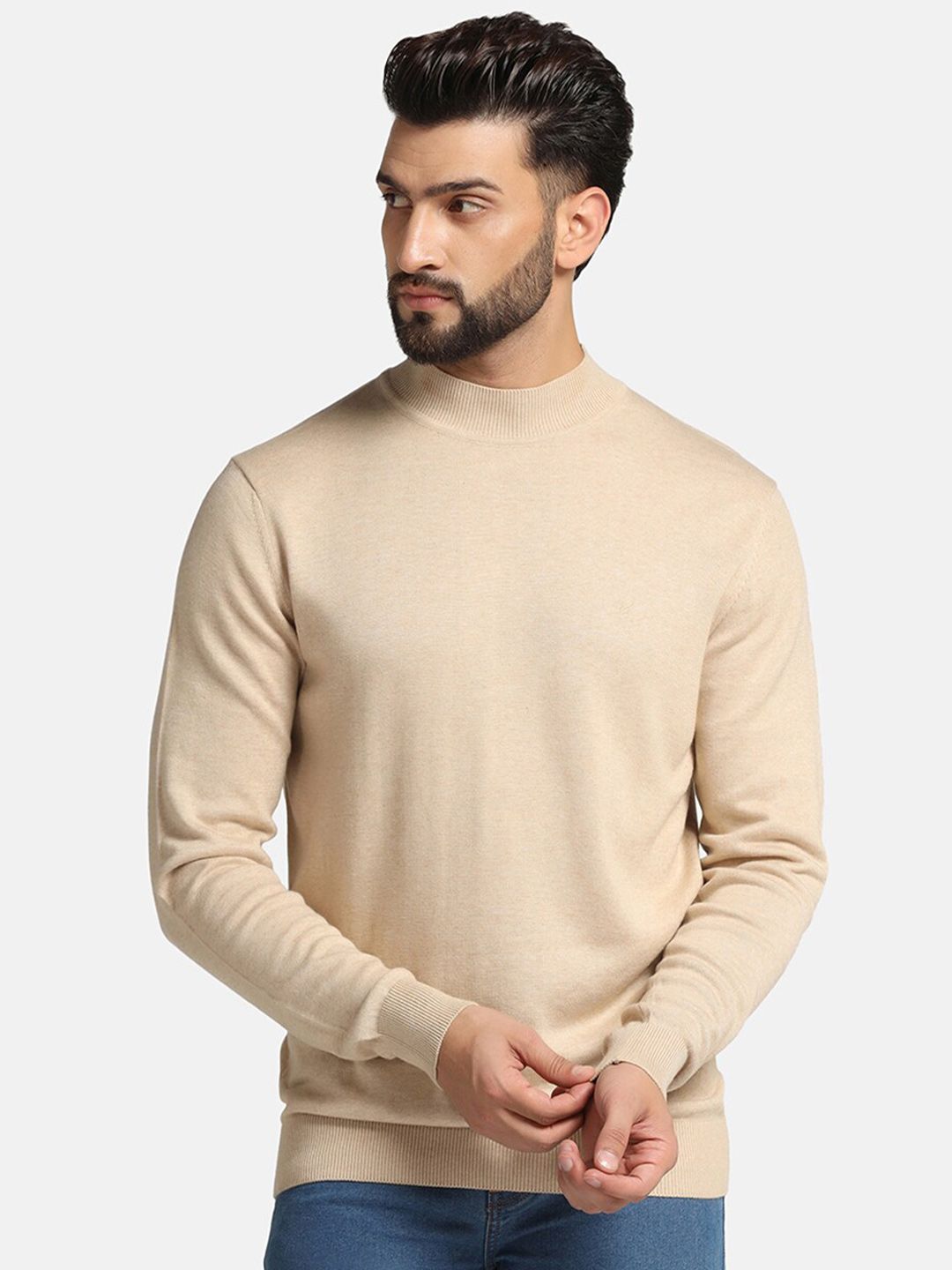 Blackberrys Mock Collar Ribbed Cotton Pullover