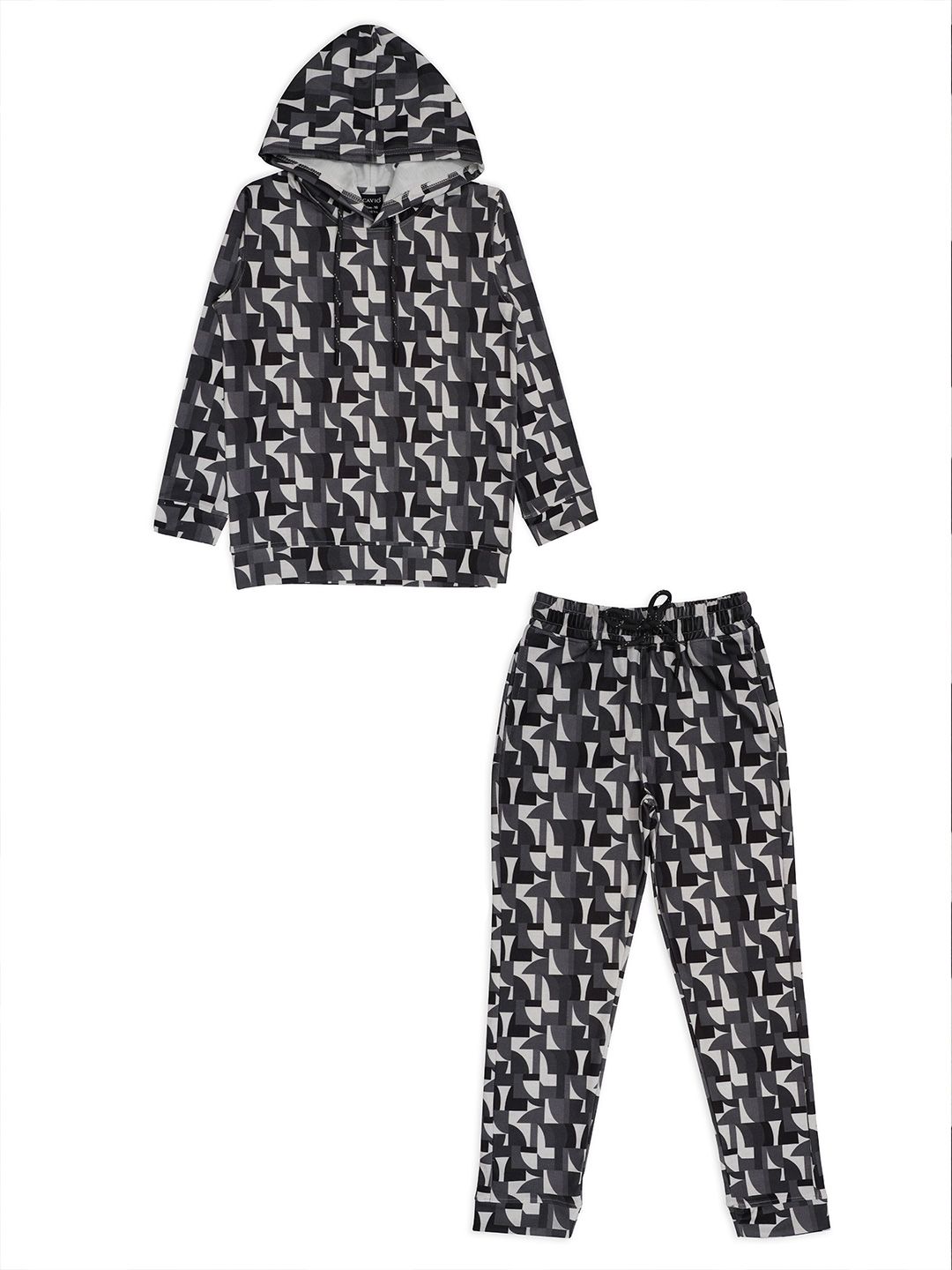 CAVIO Boys Geometric Printed Hooded Sweatshirt With Pyjamas
