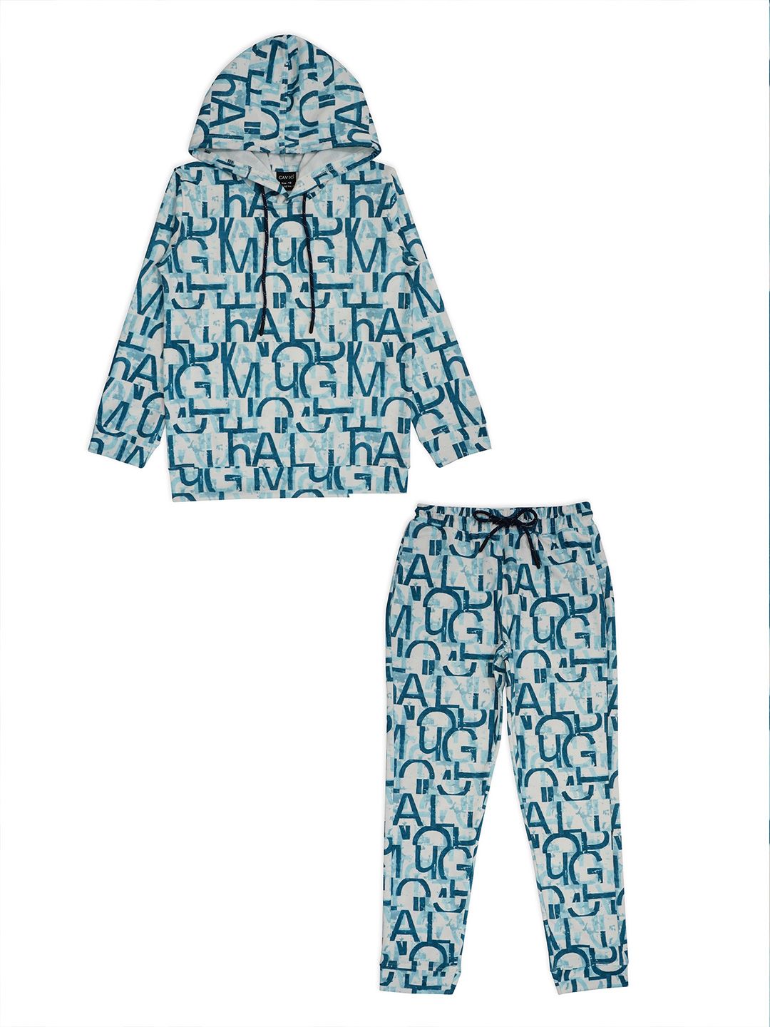CAVIO Boys Typography Printed Hooded Sweatshirt With Pyjamas